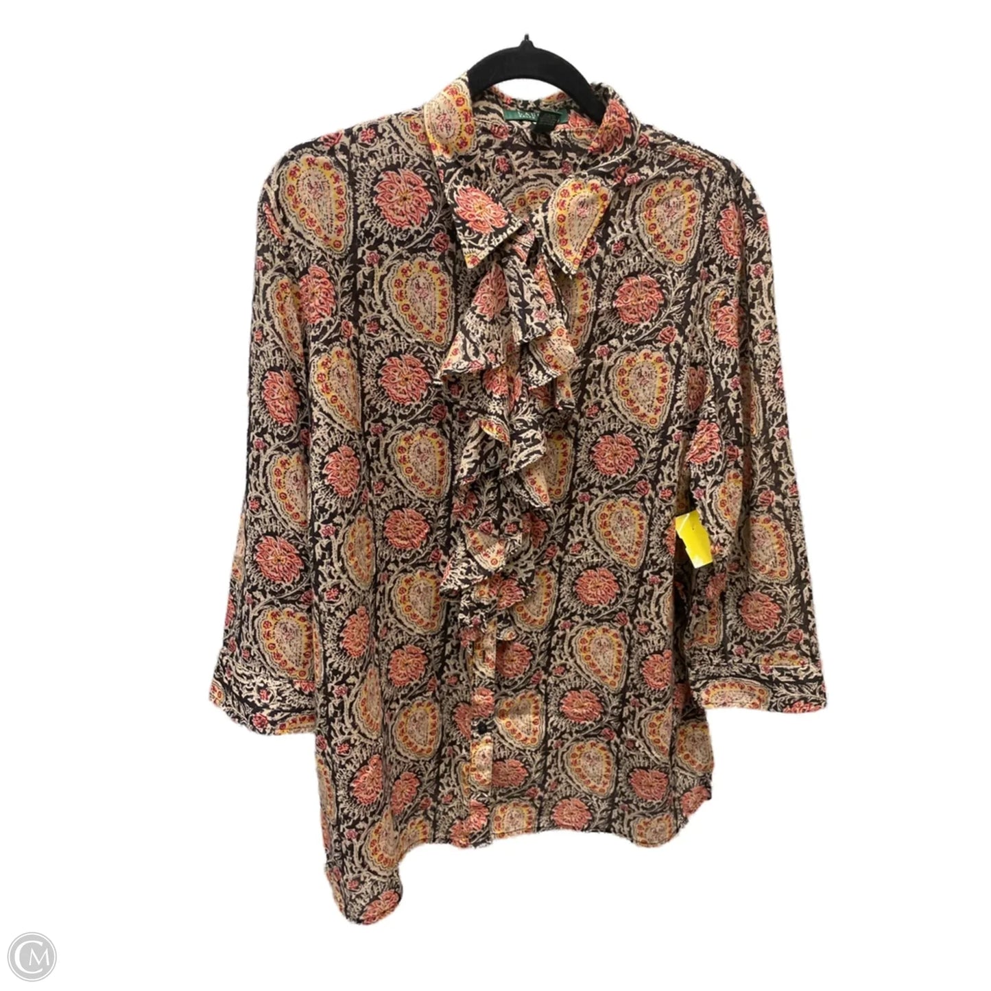 Top Long Sleeve By Lauren By Ralph Lauren In Brown & Red, Size: 2x