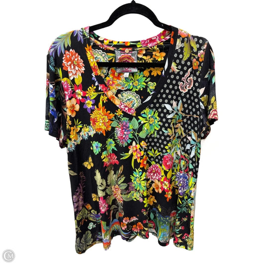 Top Short Sleeve By Johnny Was In Floral Print, Size: L