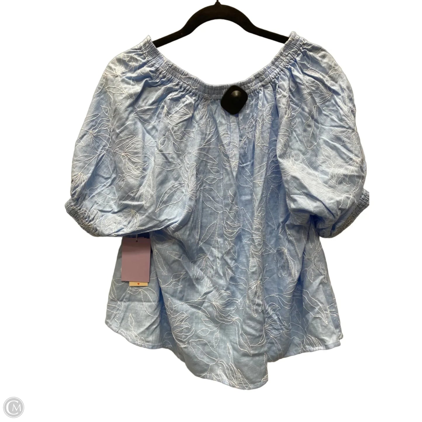 Top Short Sleeve By Cma In Blue & White, Size: L