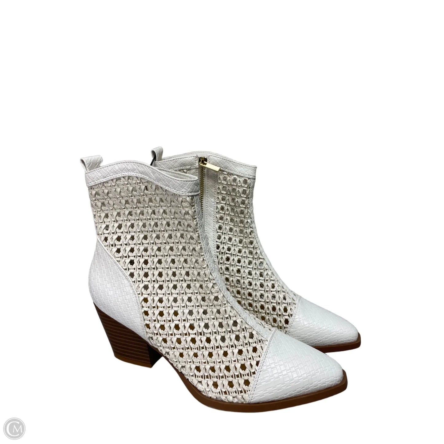 Boots Ankle Heels By Cato In Cream, Size: 10