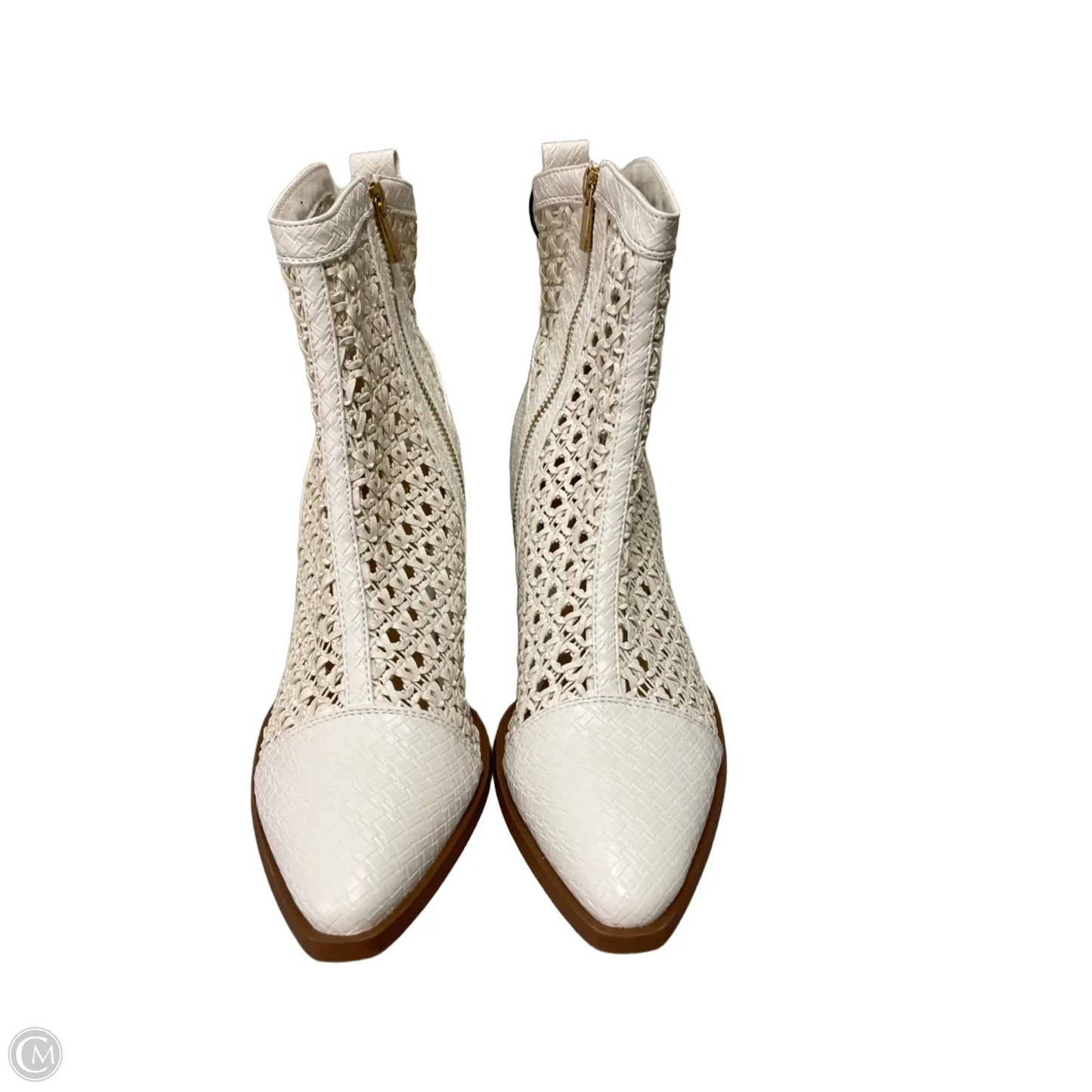 Boots Ankle Heels By Cato In Cream, Size: 10
