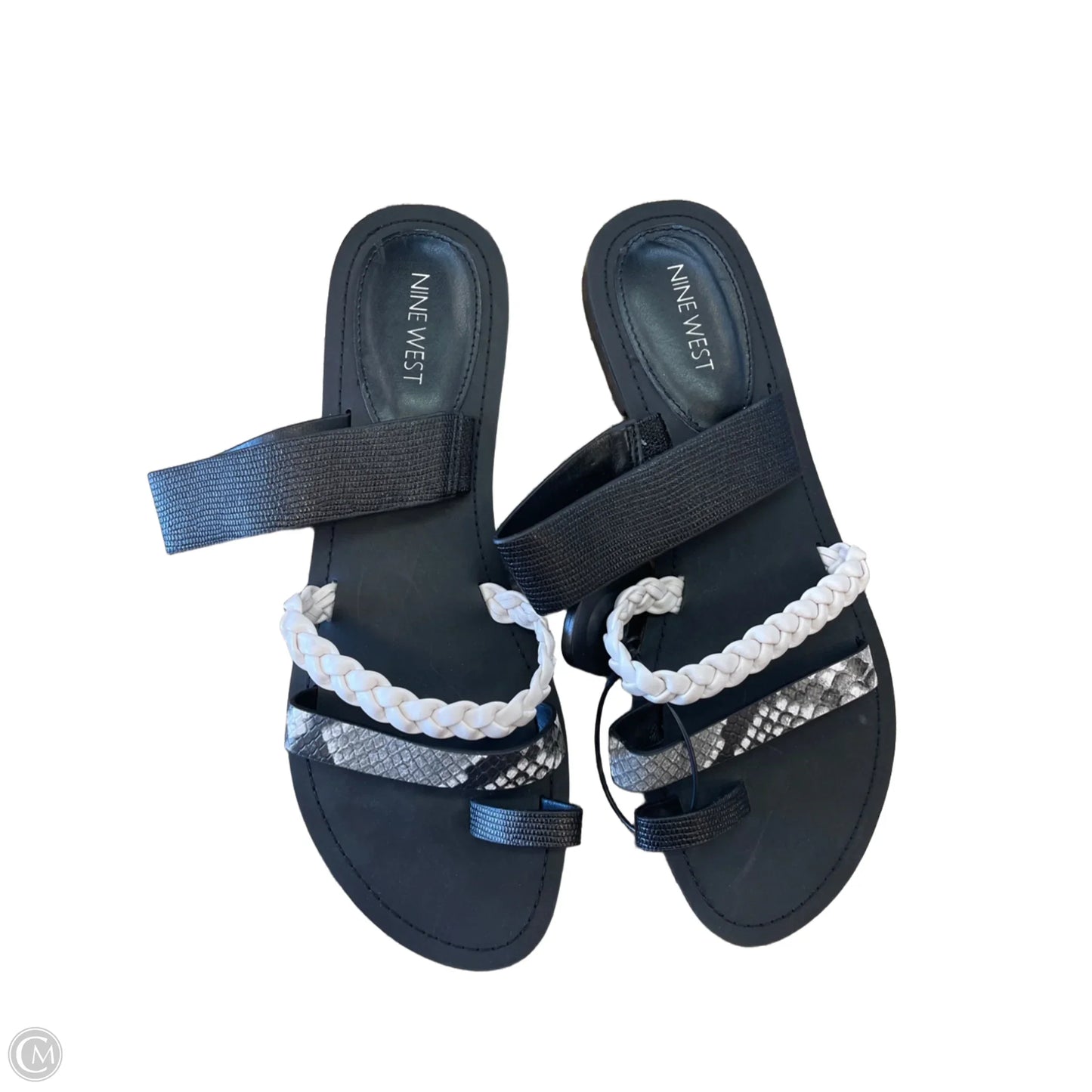 Sandals Flats By Nine West In Black & White, Size: 10