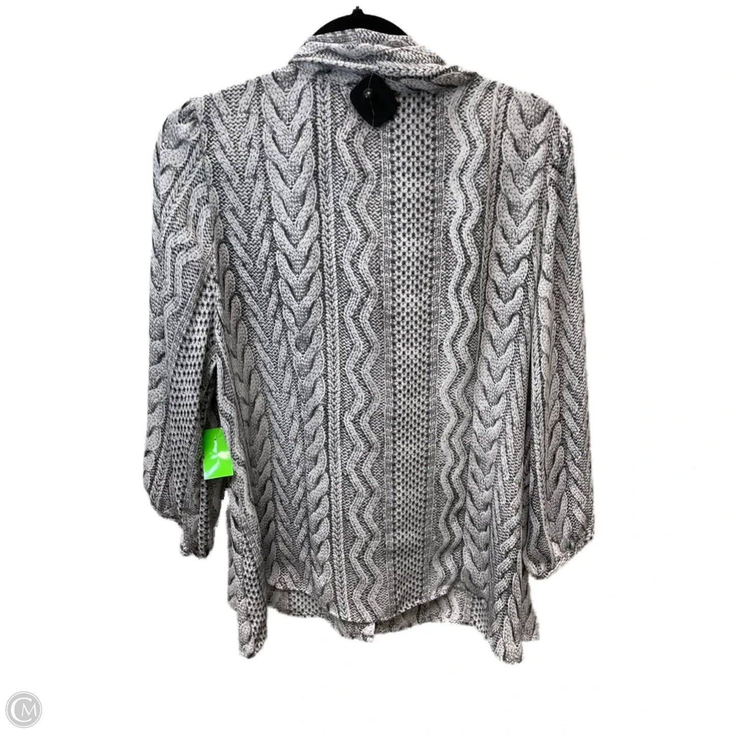 Blouse Long Sleeve By Worthington In Grey & White, Size: 1x