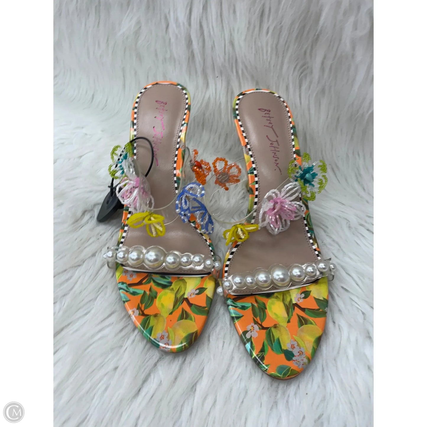Sandals Heels Stiletto By Betsey Johnson In Multi-colored, Size: 11