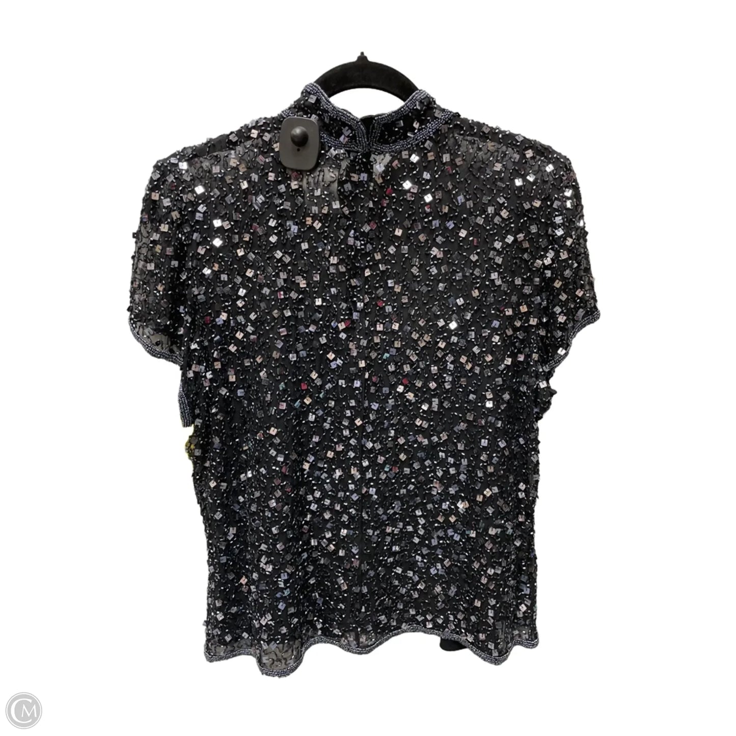 Blouse Short Sleeve By Adrianna Papell In Black & Blue, Size: Xl