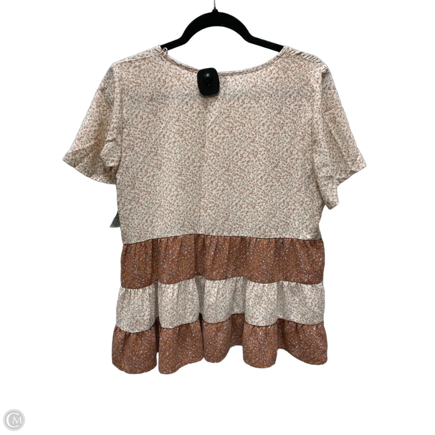 Top Short Sleeve By Paper Crane In Floral Print, Size: L