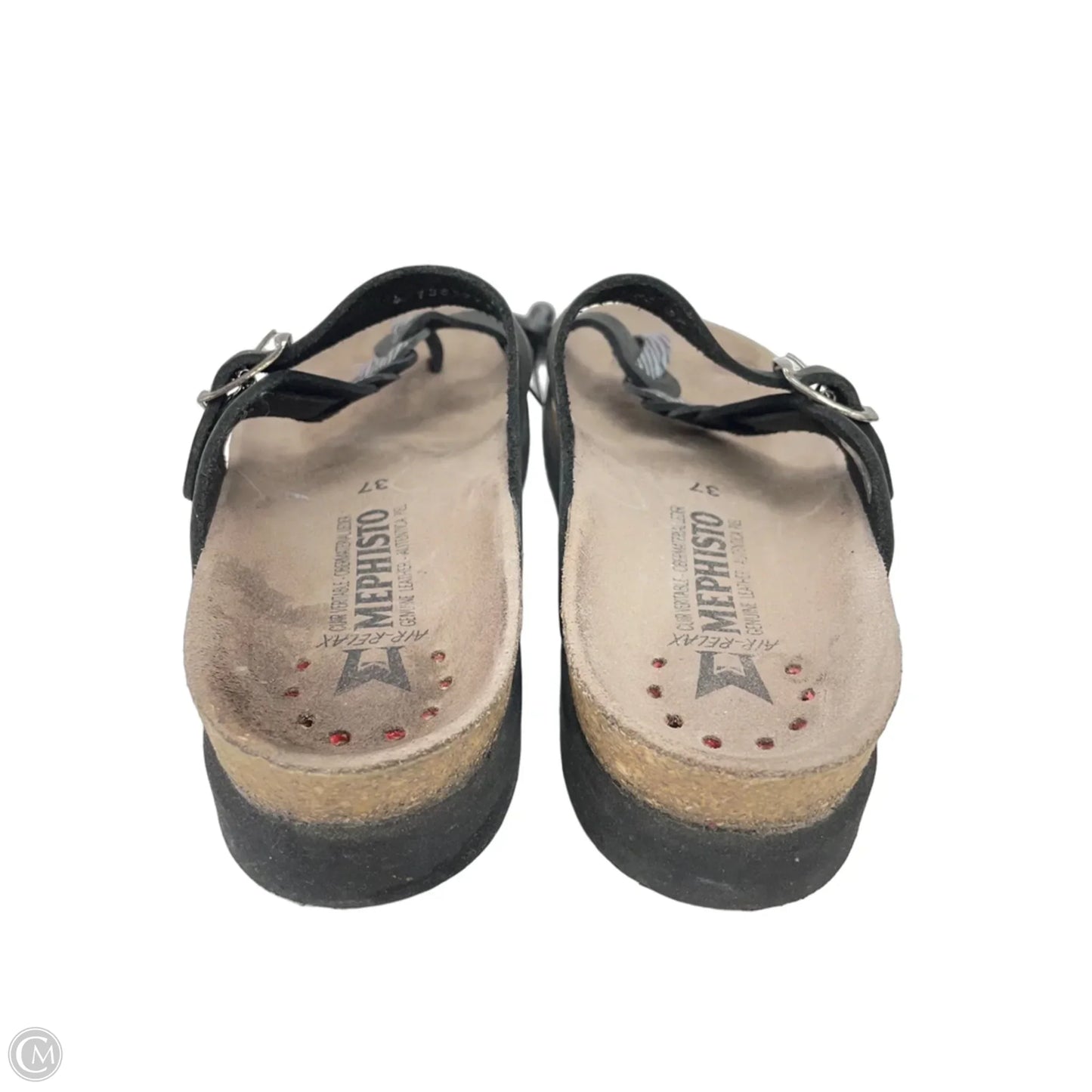 Sandals Flats By Mephisto In Black & Silver, Size: 7