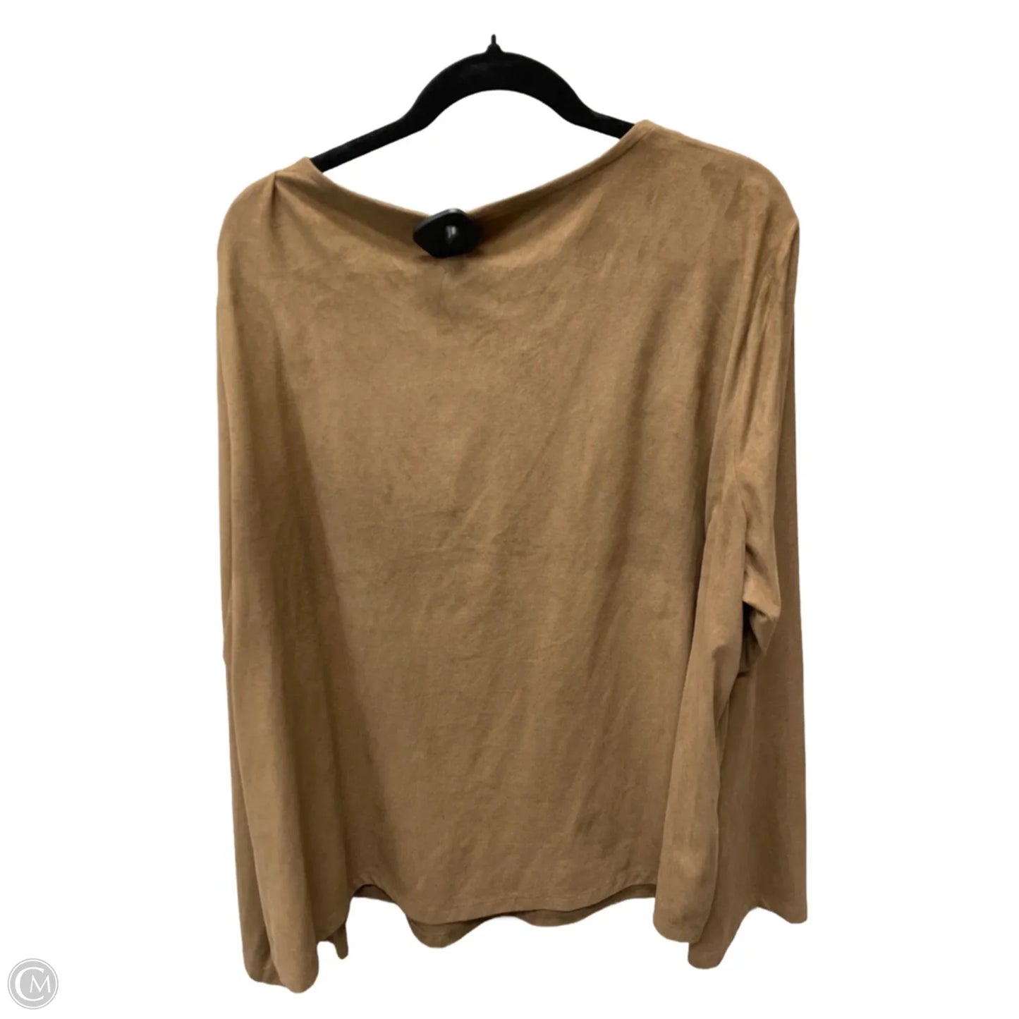 Top Long Sleeve By Cato In Taupe, Size: 4x