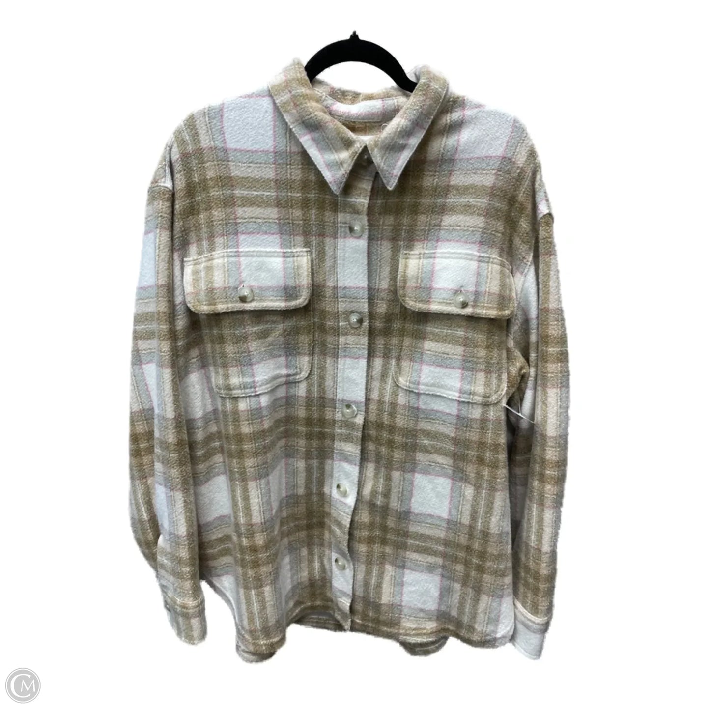 Jacket Fleece By American Eagle In Plaid Pattern, Size: L