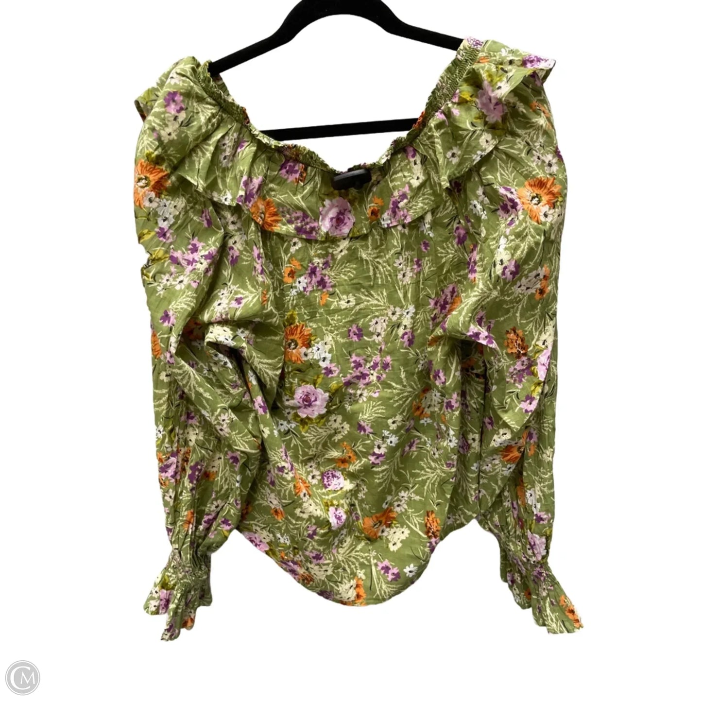 Top Long Sleeve By Anthropologie In Floral Print, Size: L
