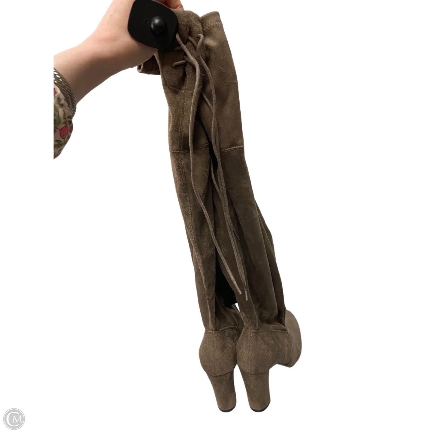 Boots Knee Heels By Forever 21 In Taupe, Size: 7
