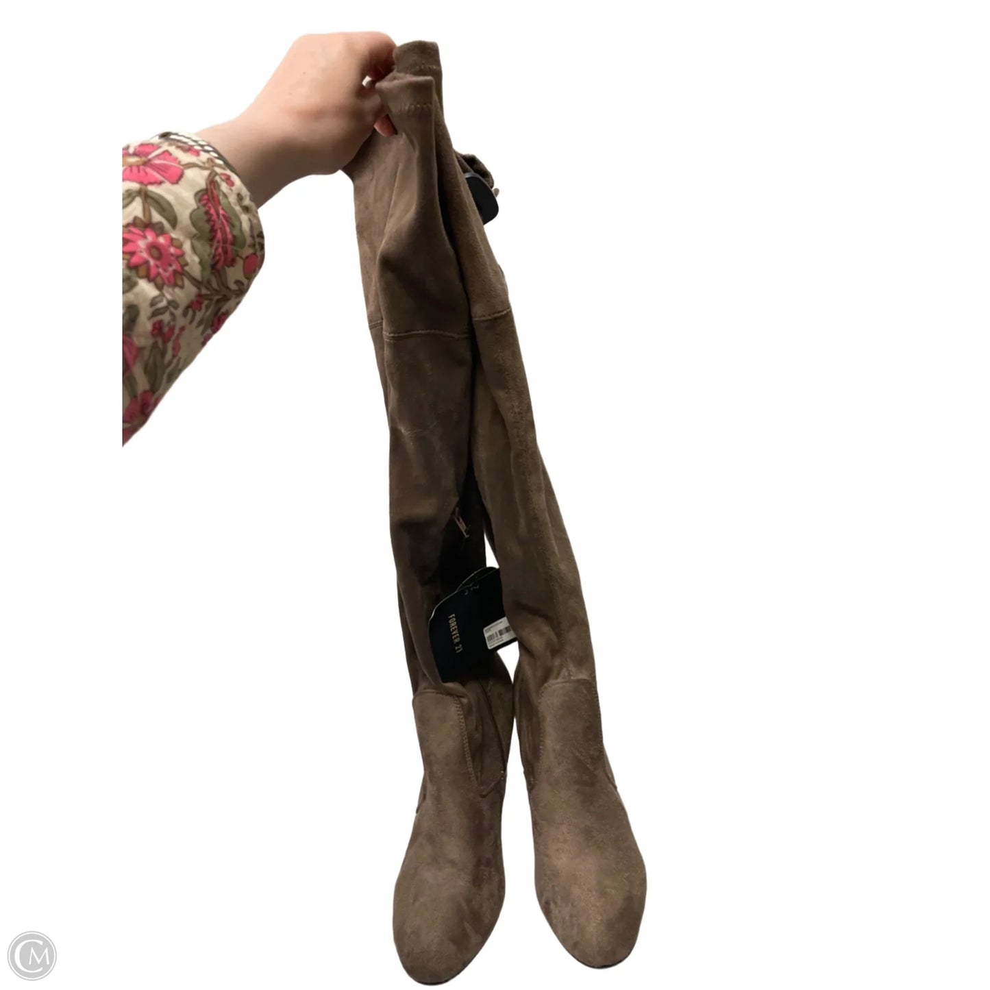 Boots Knee Heels By Forever 21 In Taupe, Size: 7