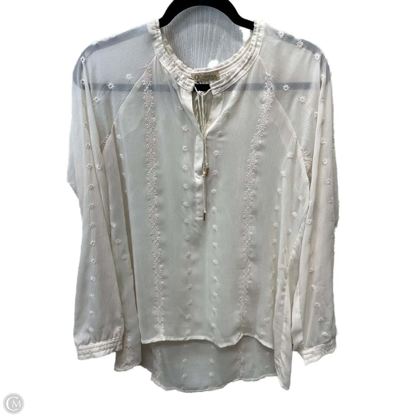 Blouse Long Sleeve By Democracy In Tan, Size: S