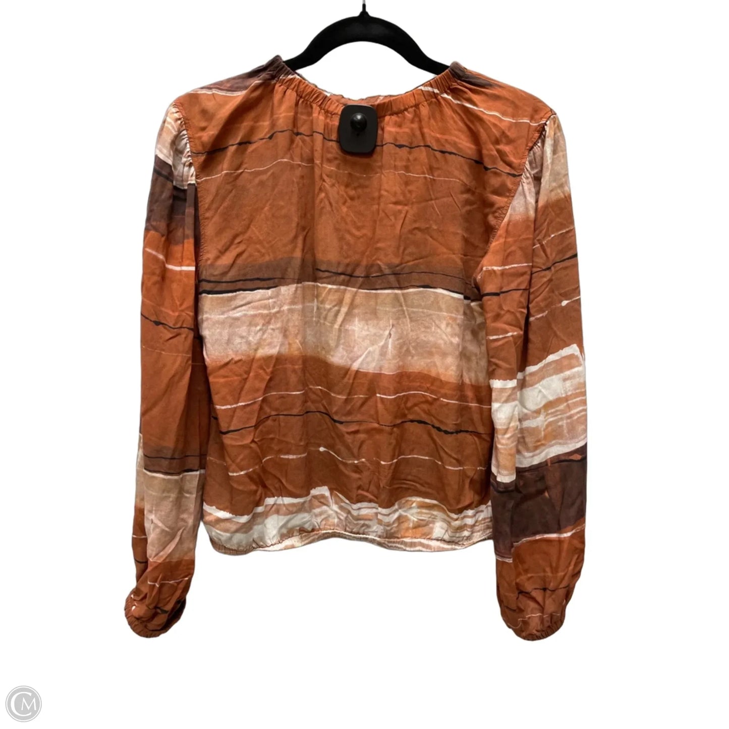 Top Long Sleeve By Bella Dahl In Brown & Cream, Size: S