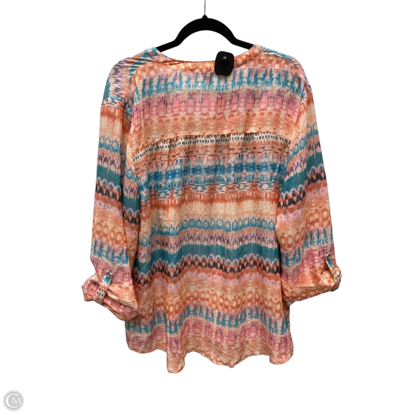 Top 3/4 Sleeve By Cocomo In Tie Dye Print, Size: 2x