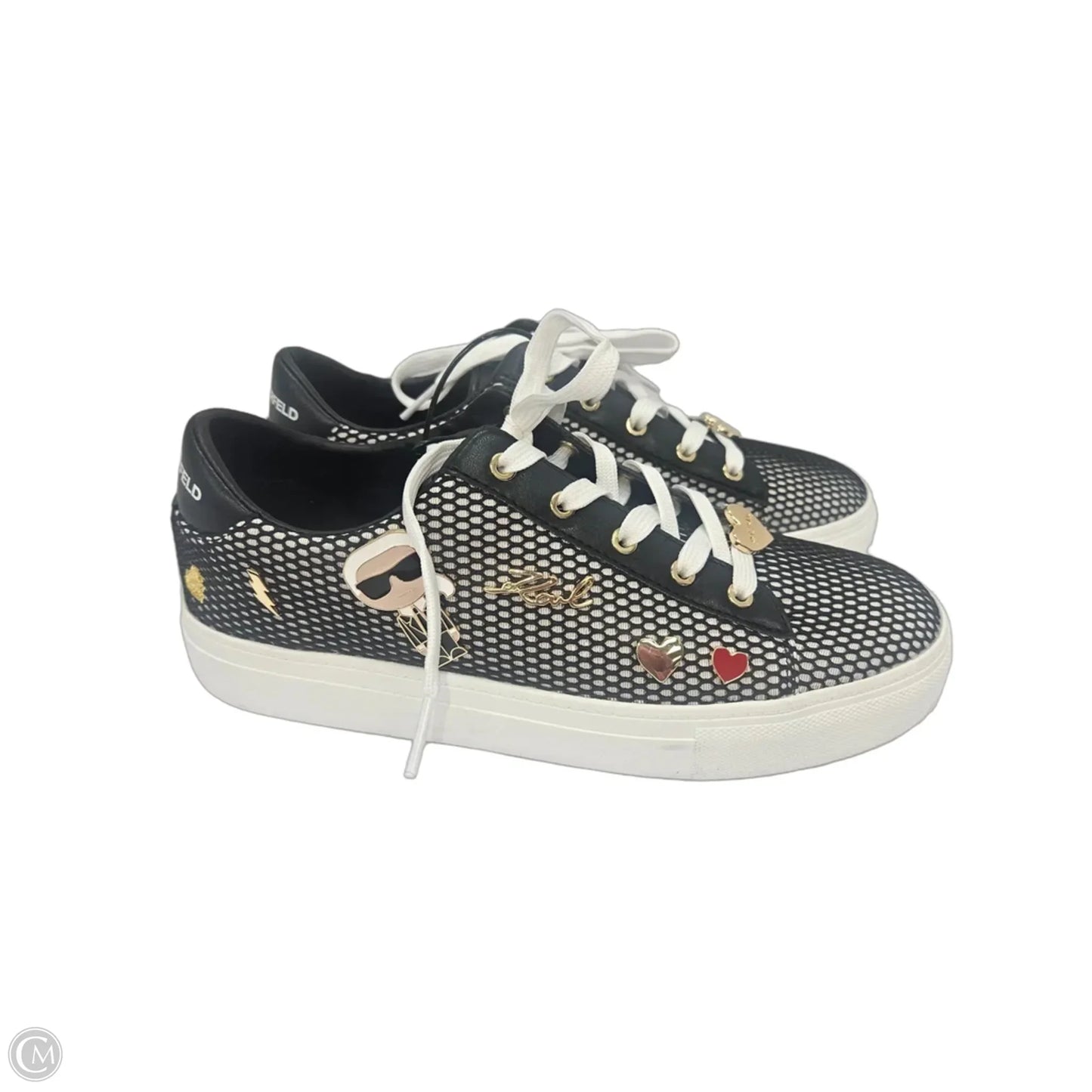 Shoes Designer By Karl Lagerfeld In Black & White, Size: 9