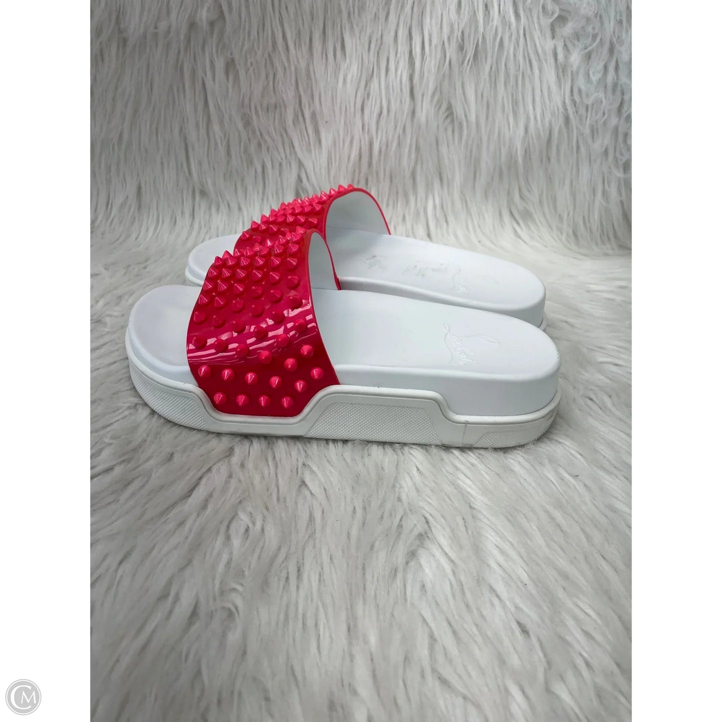 Sandals Luxury Designer By Christian Louboutin In Pink & White, Size: 7