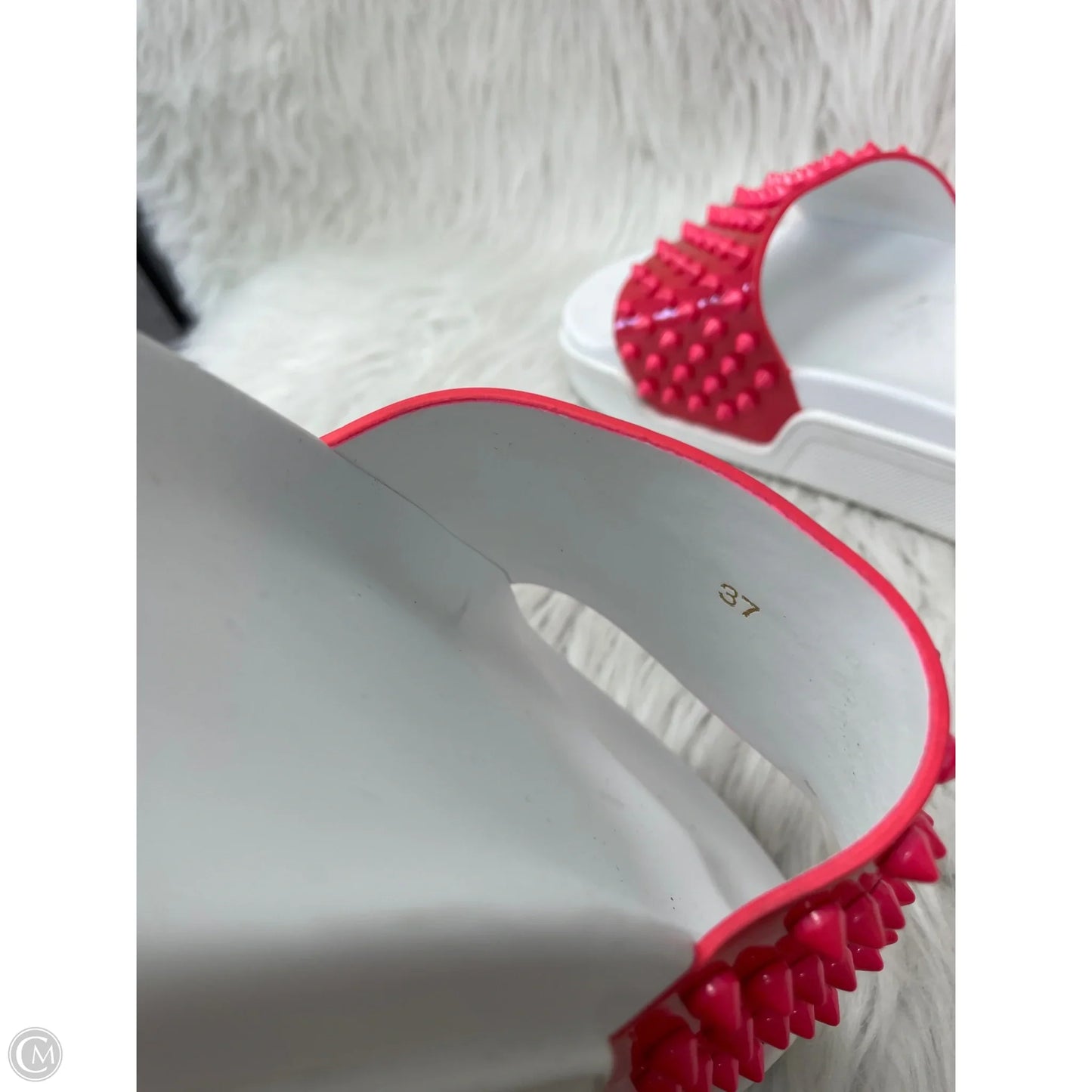 Sandals Luxury Designer By Christian Louboutin In Pink & White, Size: 7