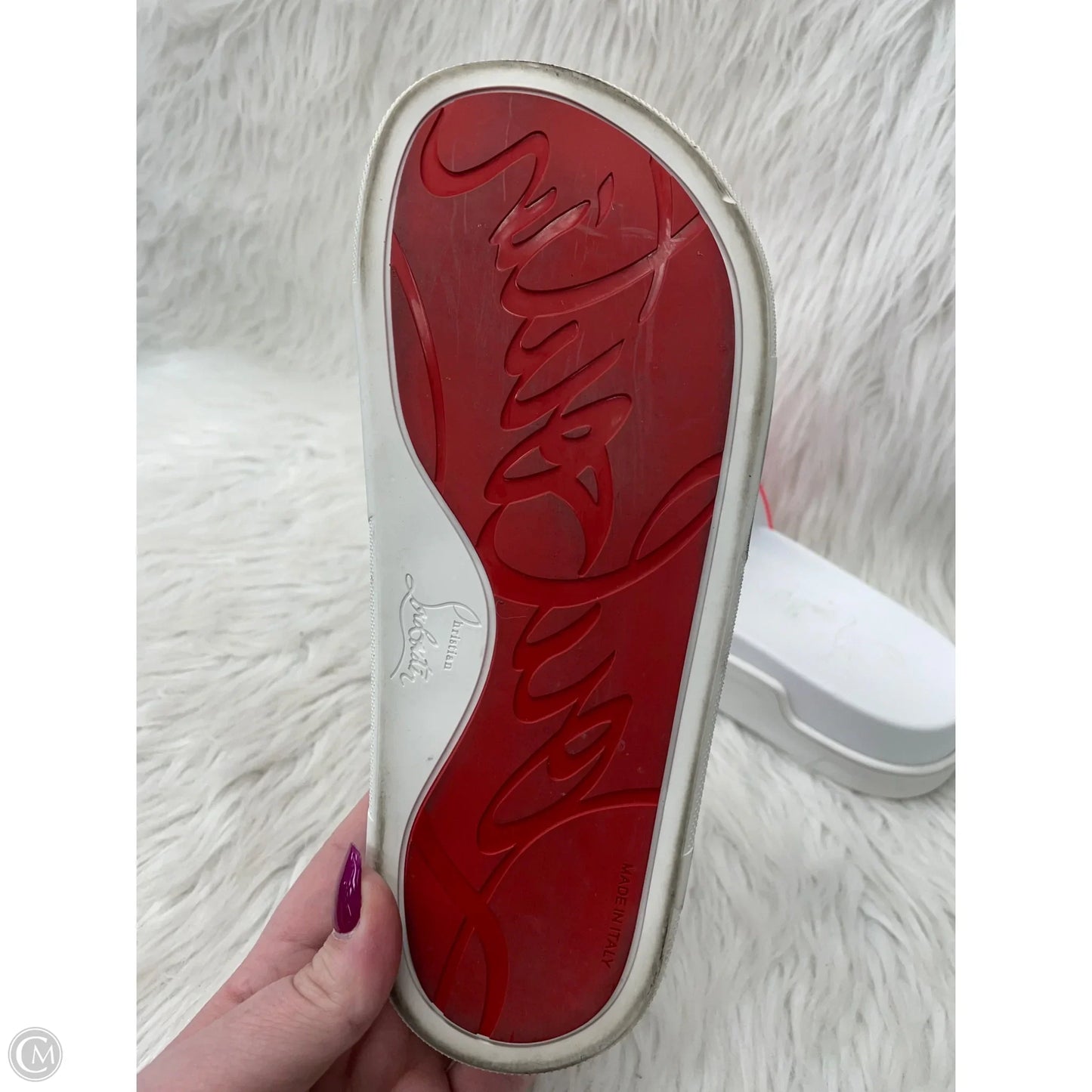 Sandals Luxury Designer By Christian Louboutin In Pink & White, Size: 7