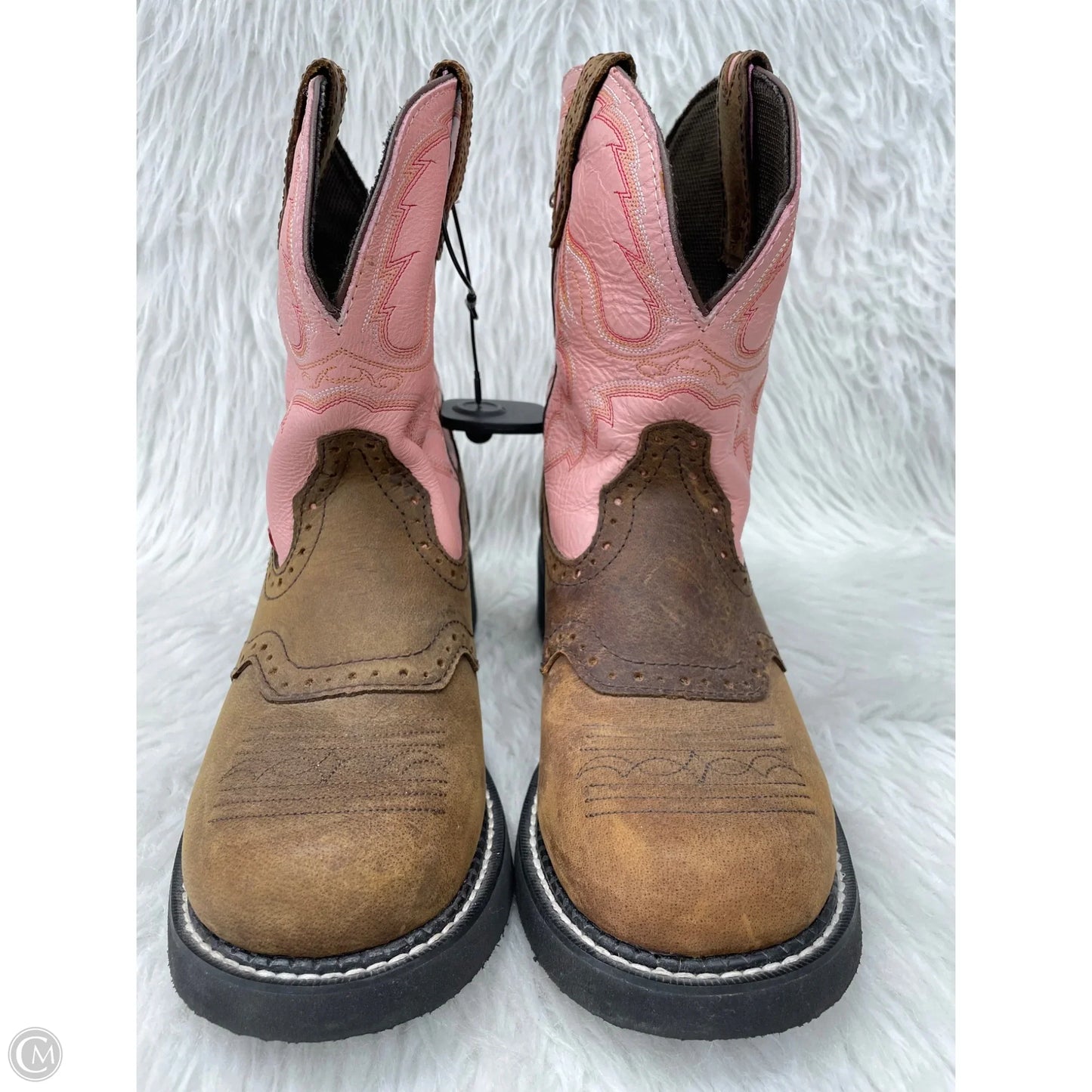 Boots Western By Justin In Brown & Pink, Size: 9