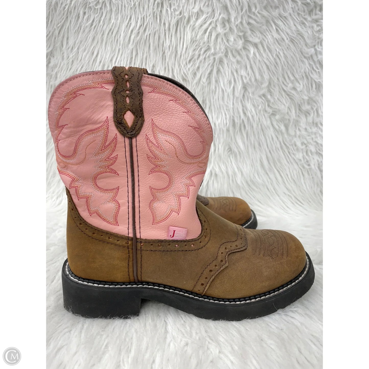 Boots Western By Justin In Brown & Pink, Size: 9