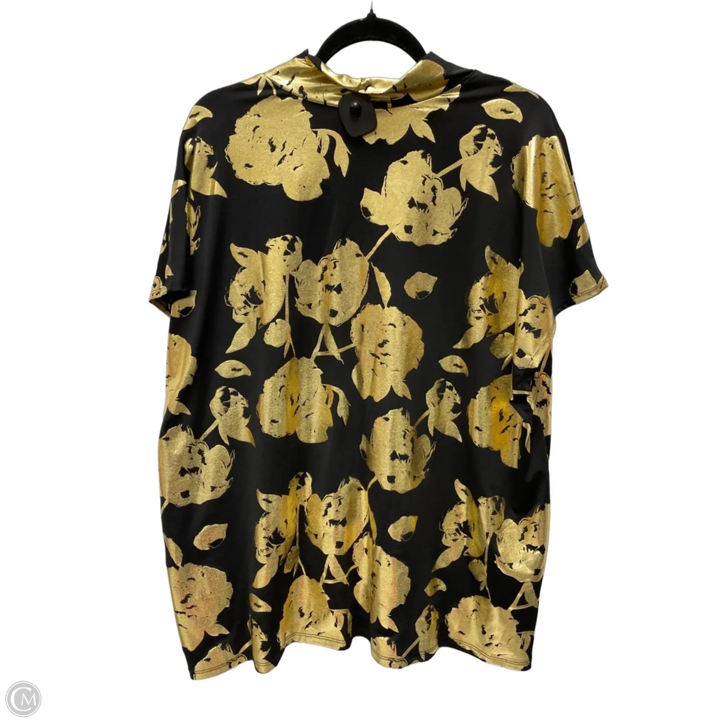 Top Short Sleeve By Rachel Roy In Black & Gold, Size: 2x