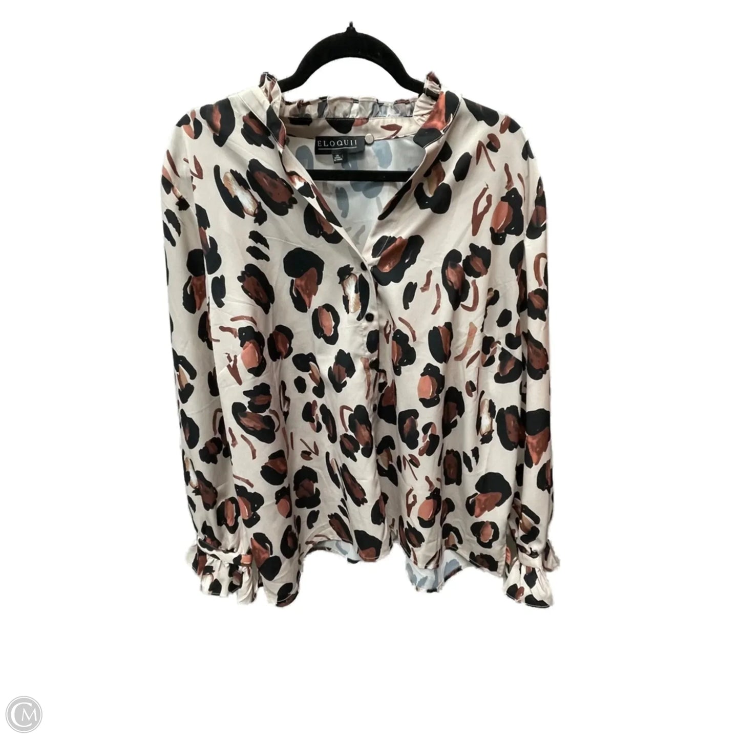 Blouse Long Sleeve By Eloquii In Leopard Print, Size: 2x