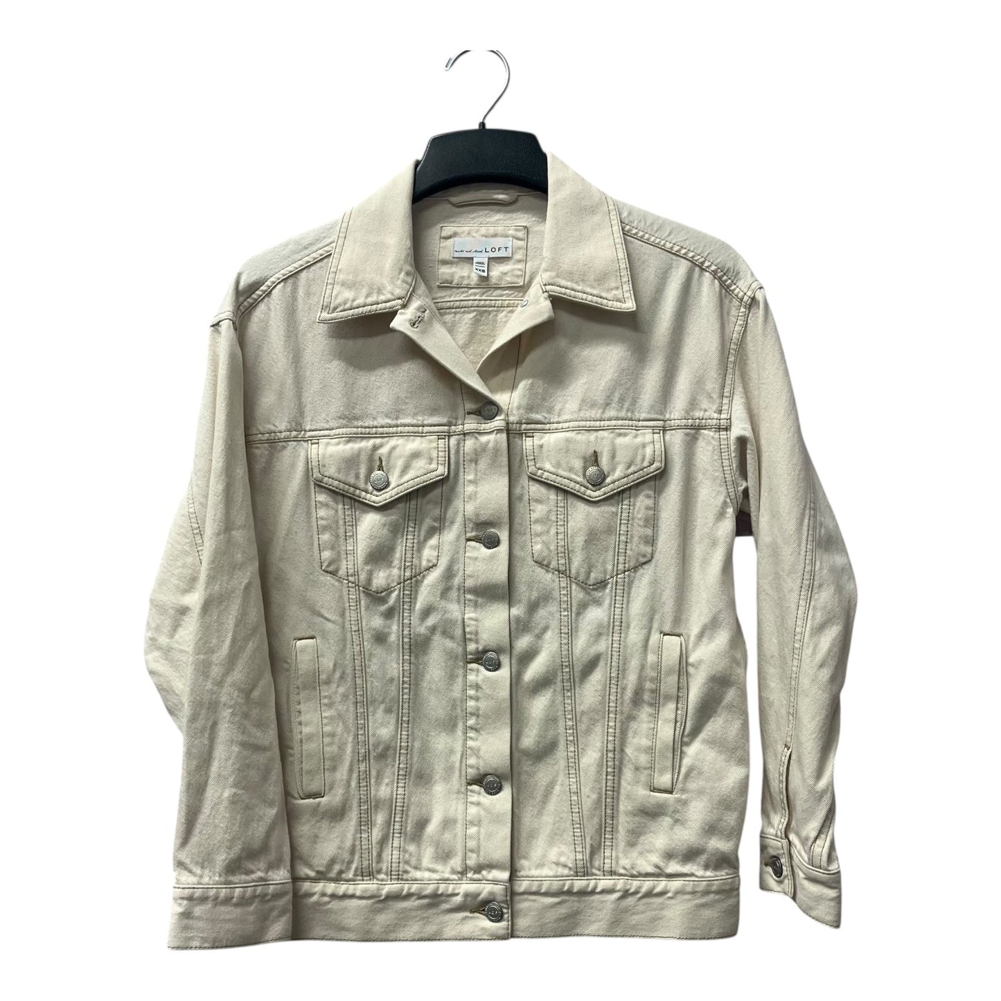 Jacket Denim By Loft In Cream, Size:Xxs