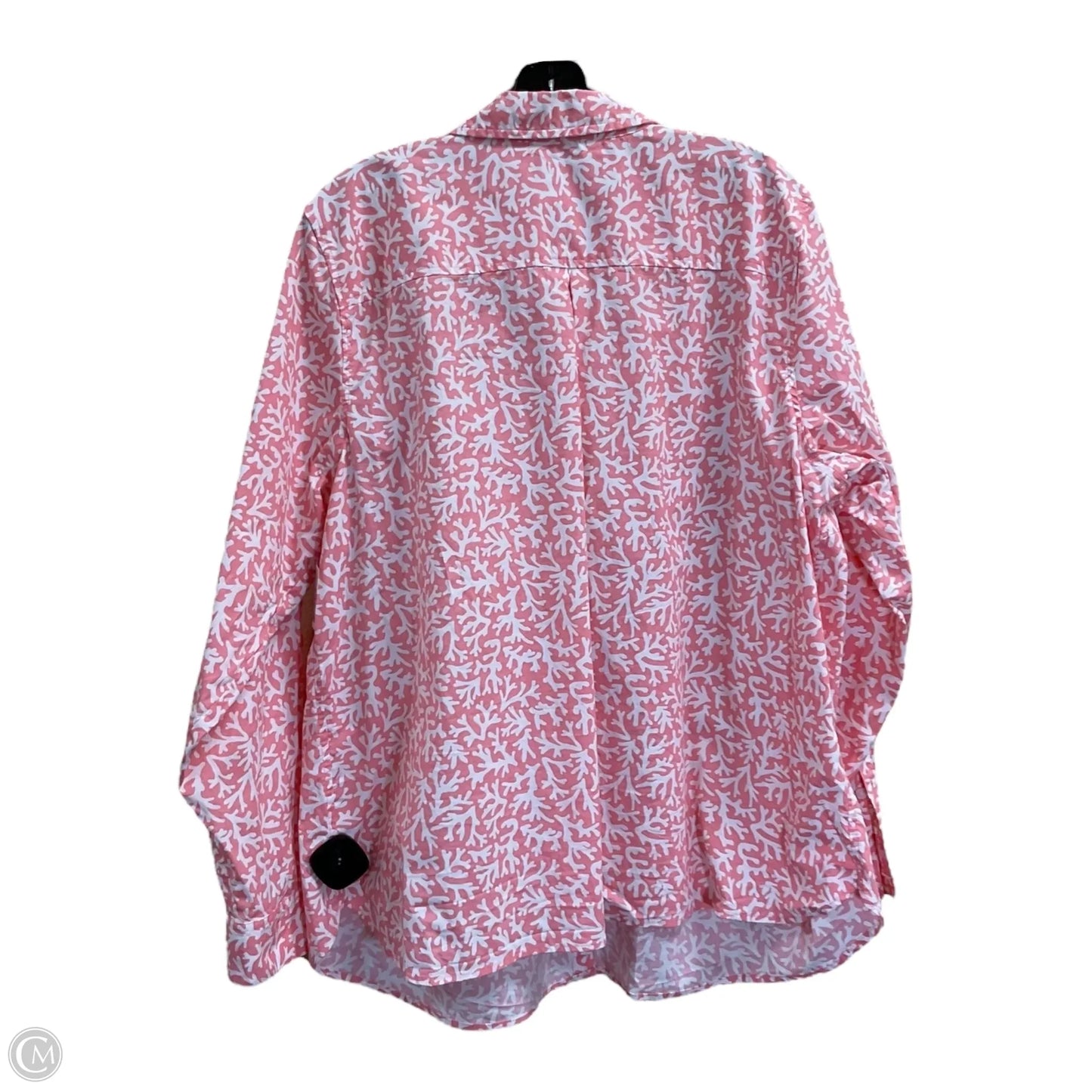 Blouse Long Sleeve By Croft And Barrow In Pink & White, Size: 2x