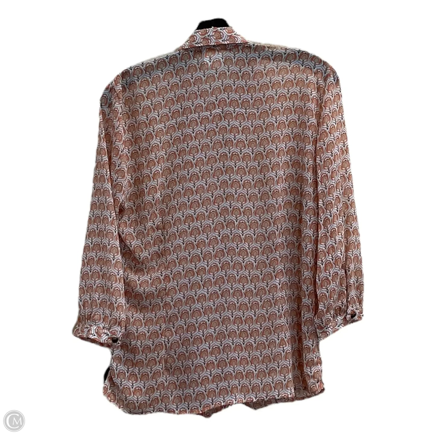 Blouse Long Sleeve By French Dressing In Orange & White, Size: S