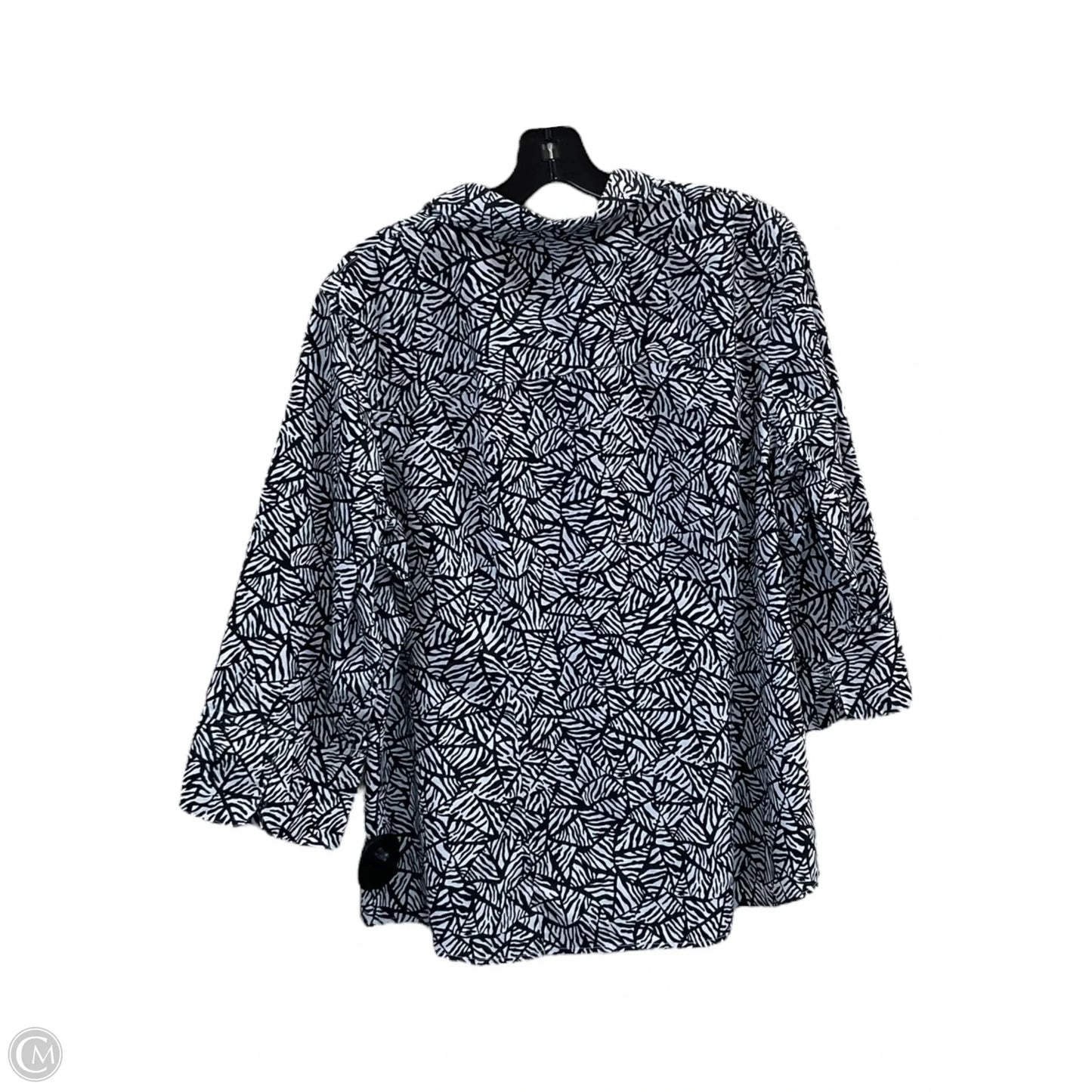 Blouse 3/4 Sleeve By Chicos In Black & White, Size: L
