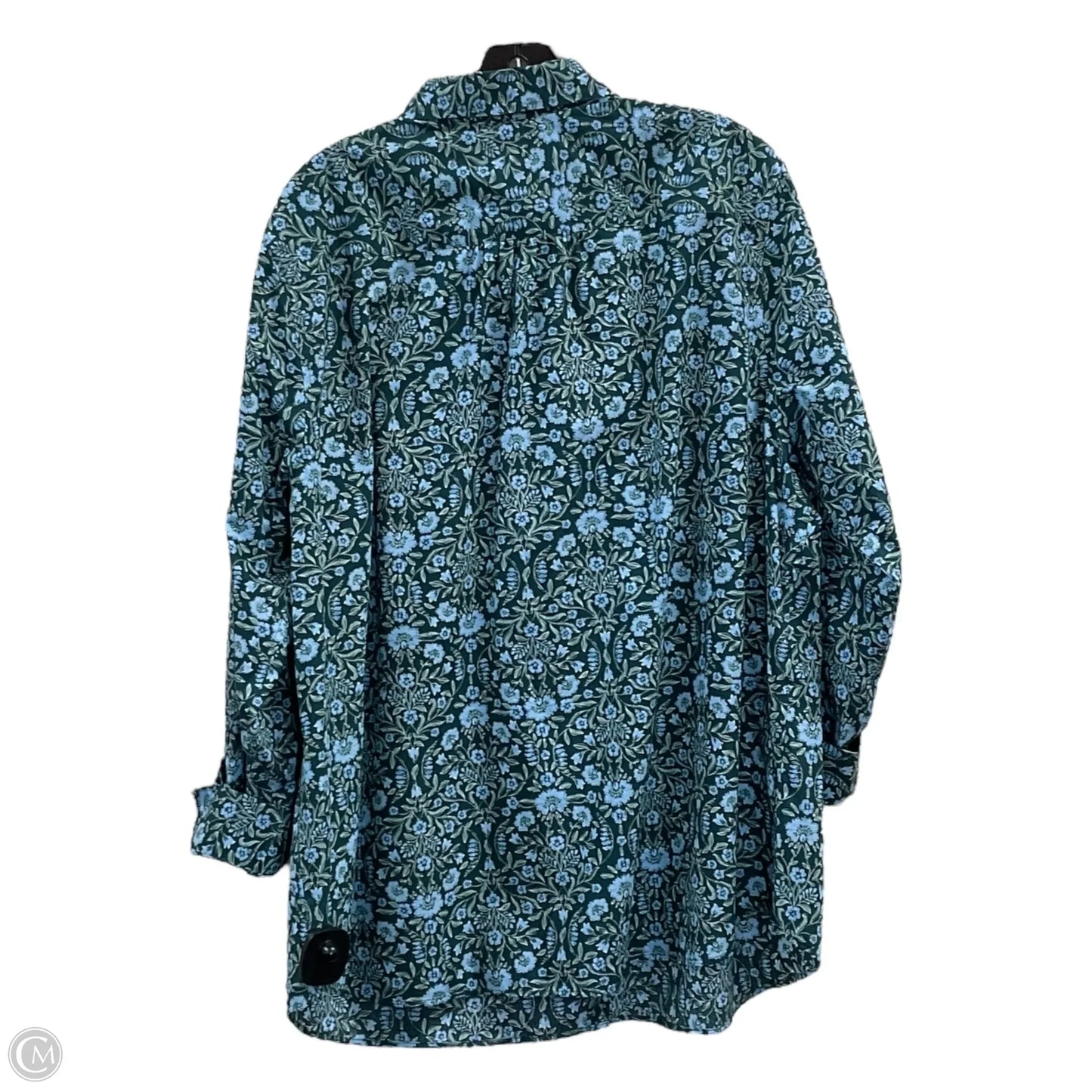 Blouse Long Sleeve By Lands End In Blue & Green, Size: 1x
