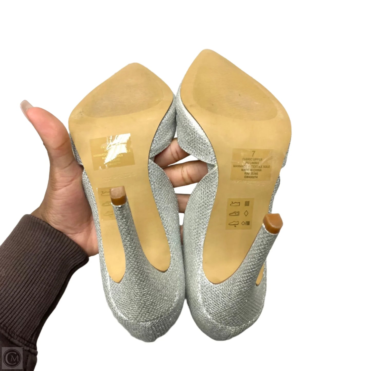 Shoes Heels Stiletto By Express In Silver, Size: 7