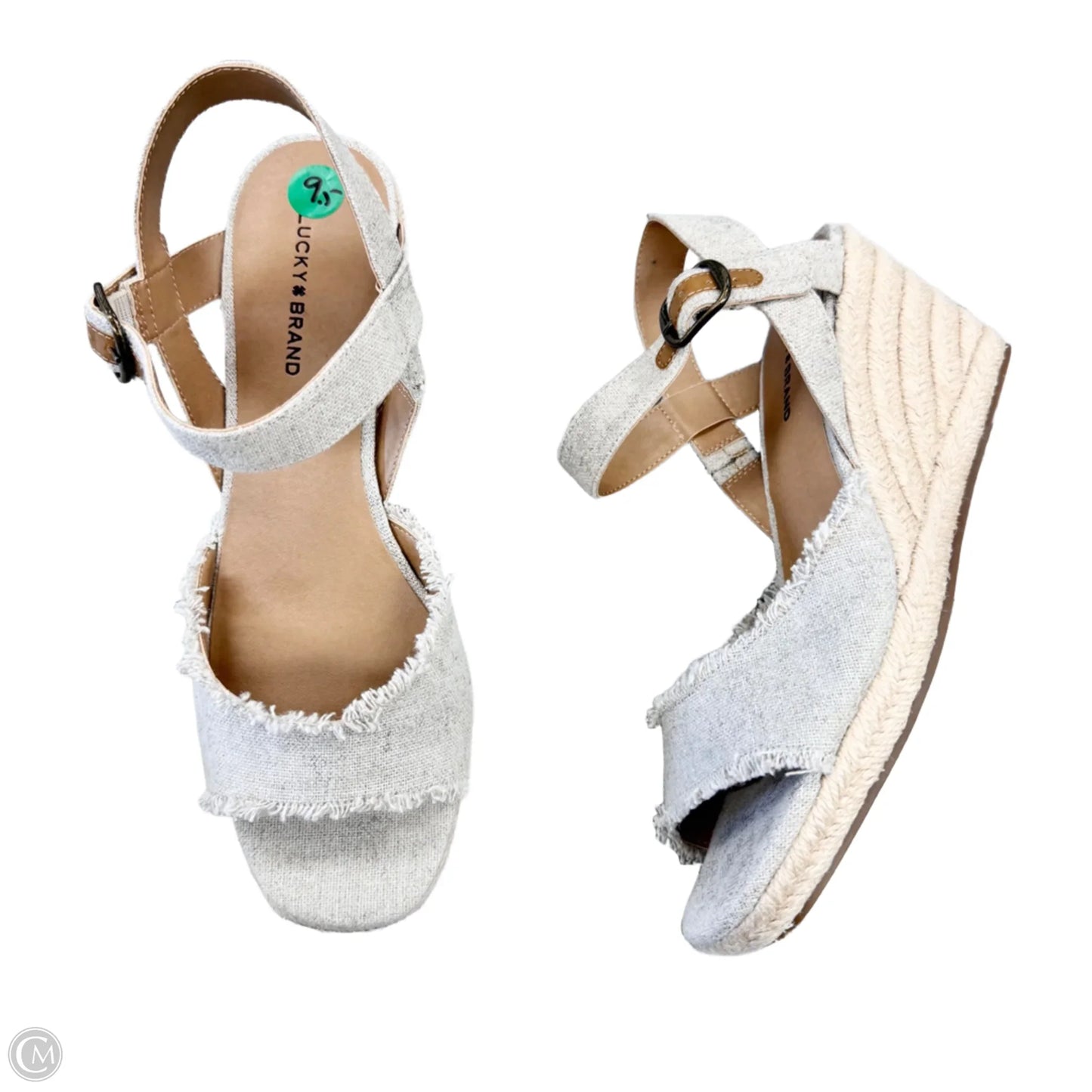 Sandals Heels Wedge By Lucky Brand In Taupe, Size: 9.5