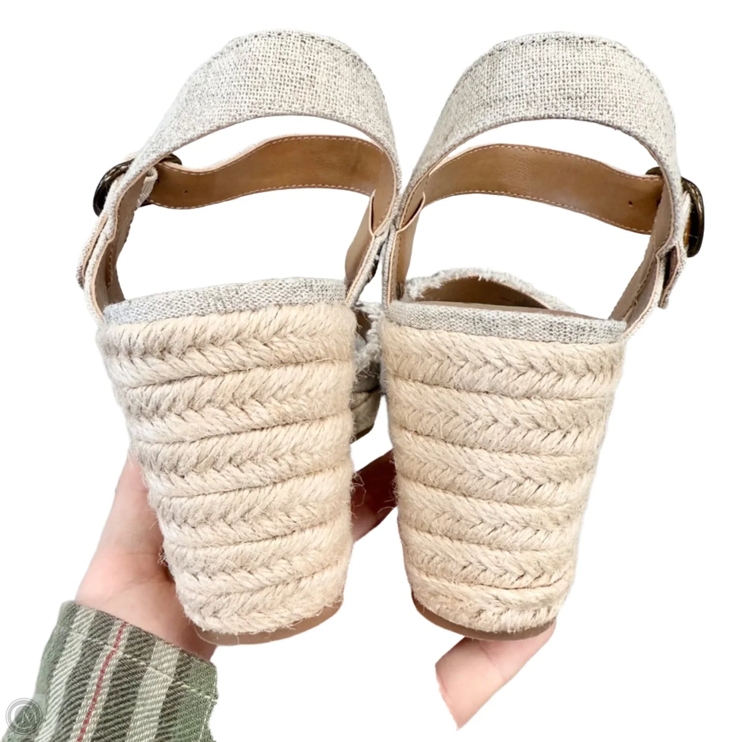 Sandals Heels Wedge By Lucky Brand In Taupe, Size: 9.5