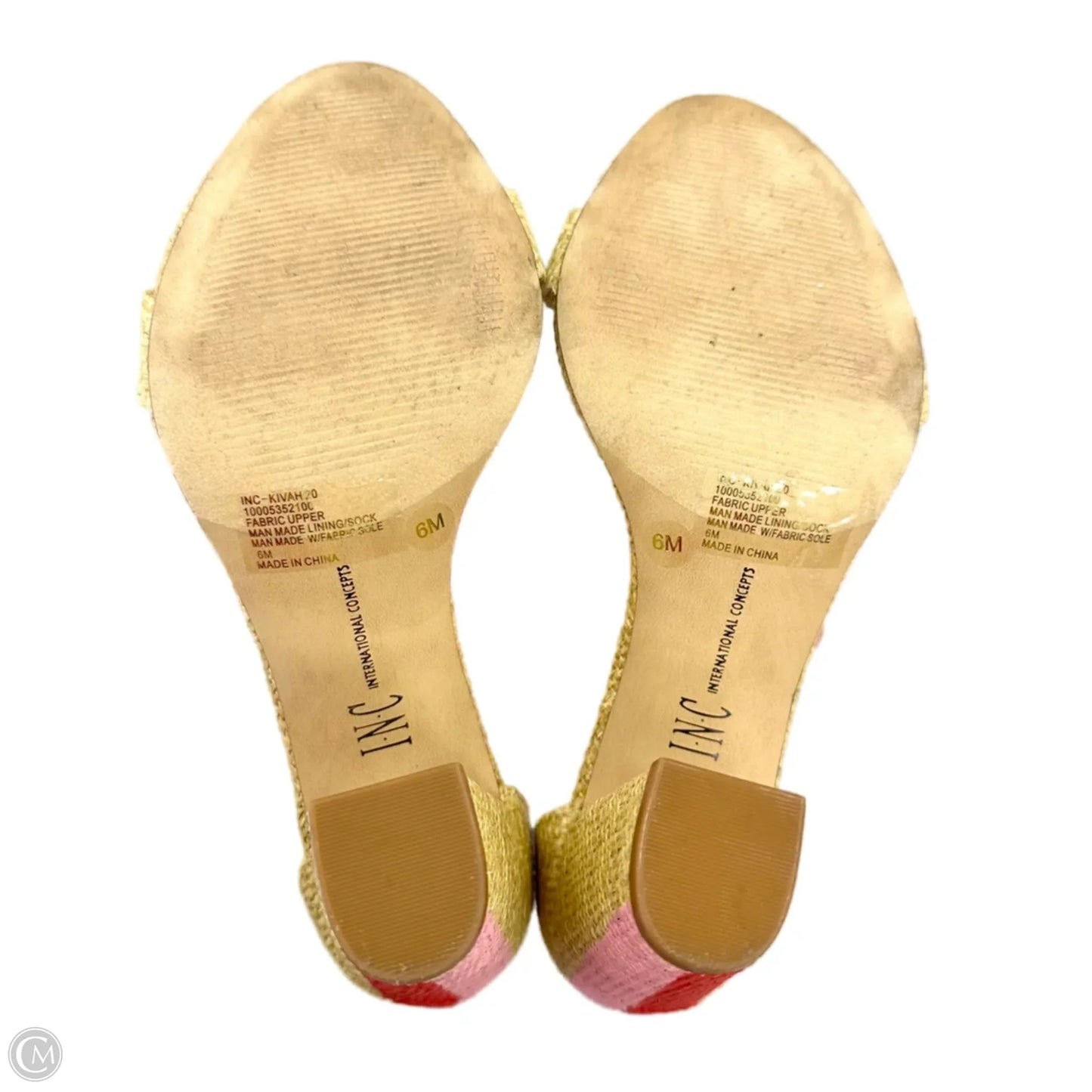 Sandals Heels Block By Inc In Red & Tan, Size: 6