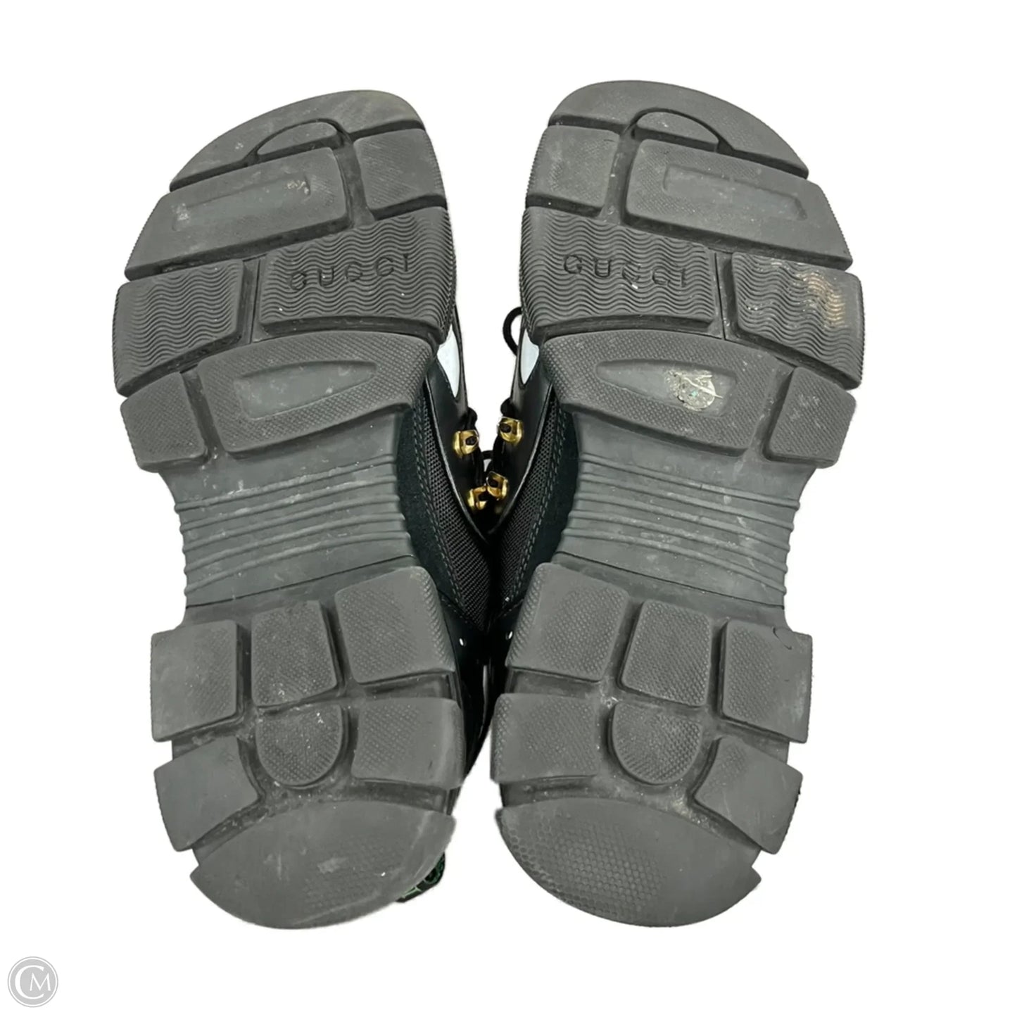 Shoes Luxury Designer By Gucci In Black & Green, Size: 9