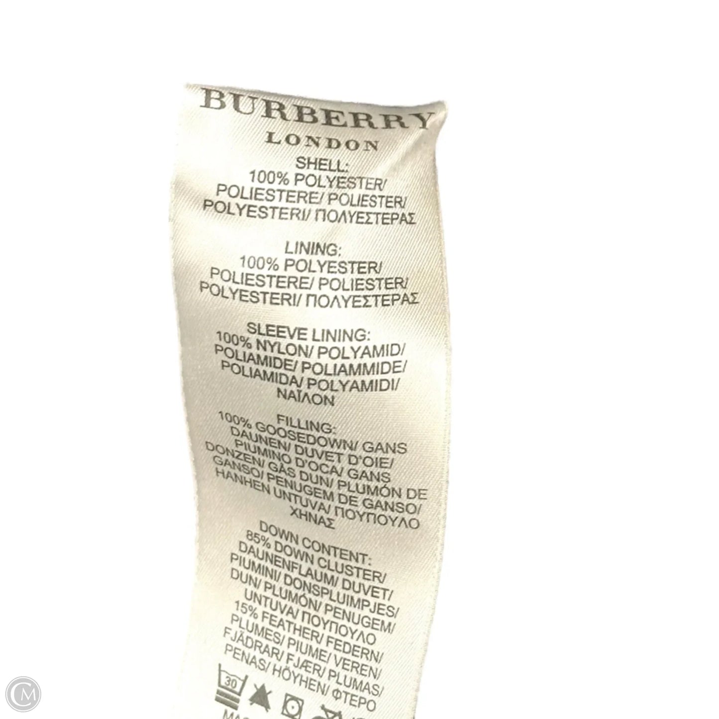 Coat Luxury Designer By Burberry In Grey, Size: M