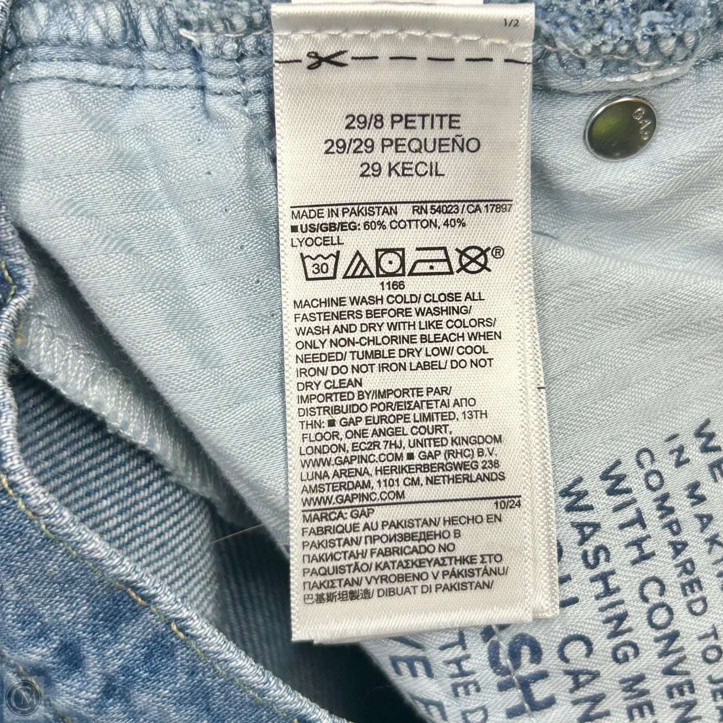 Jeans Wide Leg By Gap In Blue Denim, Size: 8