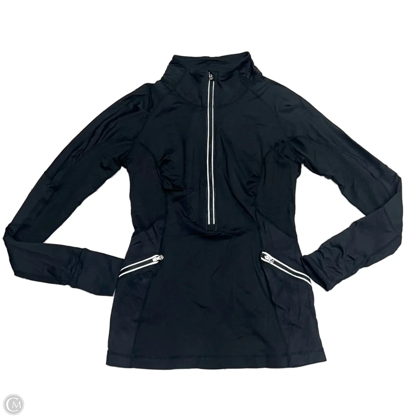 Athletic Top Long Sleeve Collar By Lululemon In Black, Size: S
