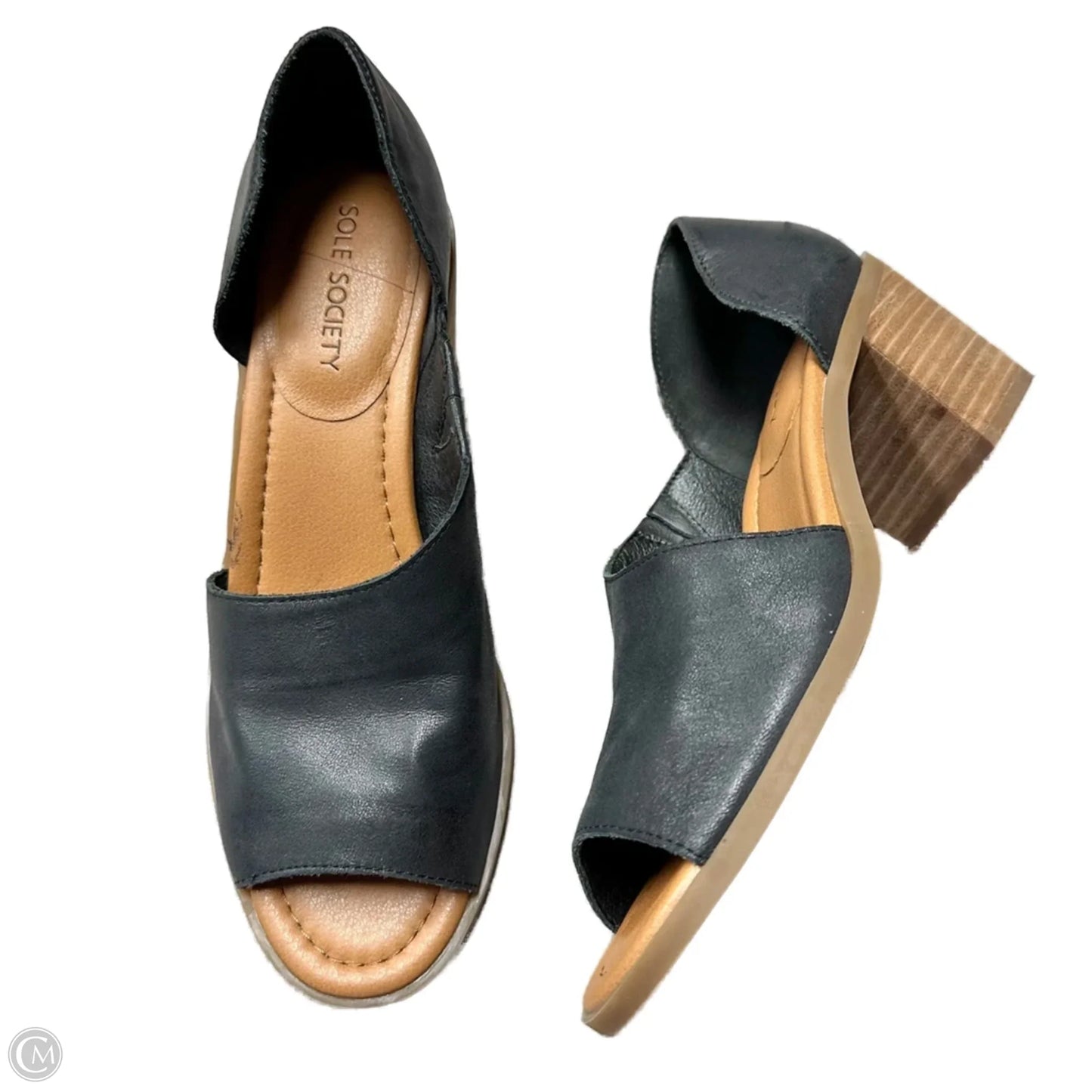 Sandals Heels Block By Sole Society In Black, Size: 8.5