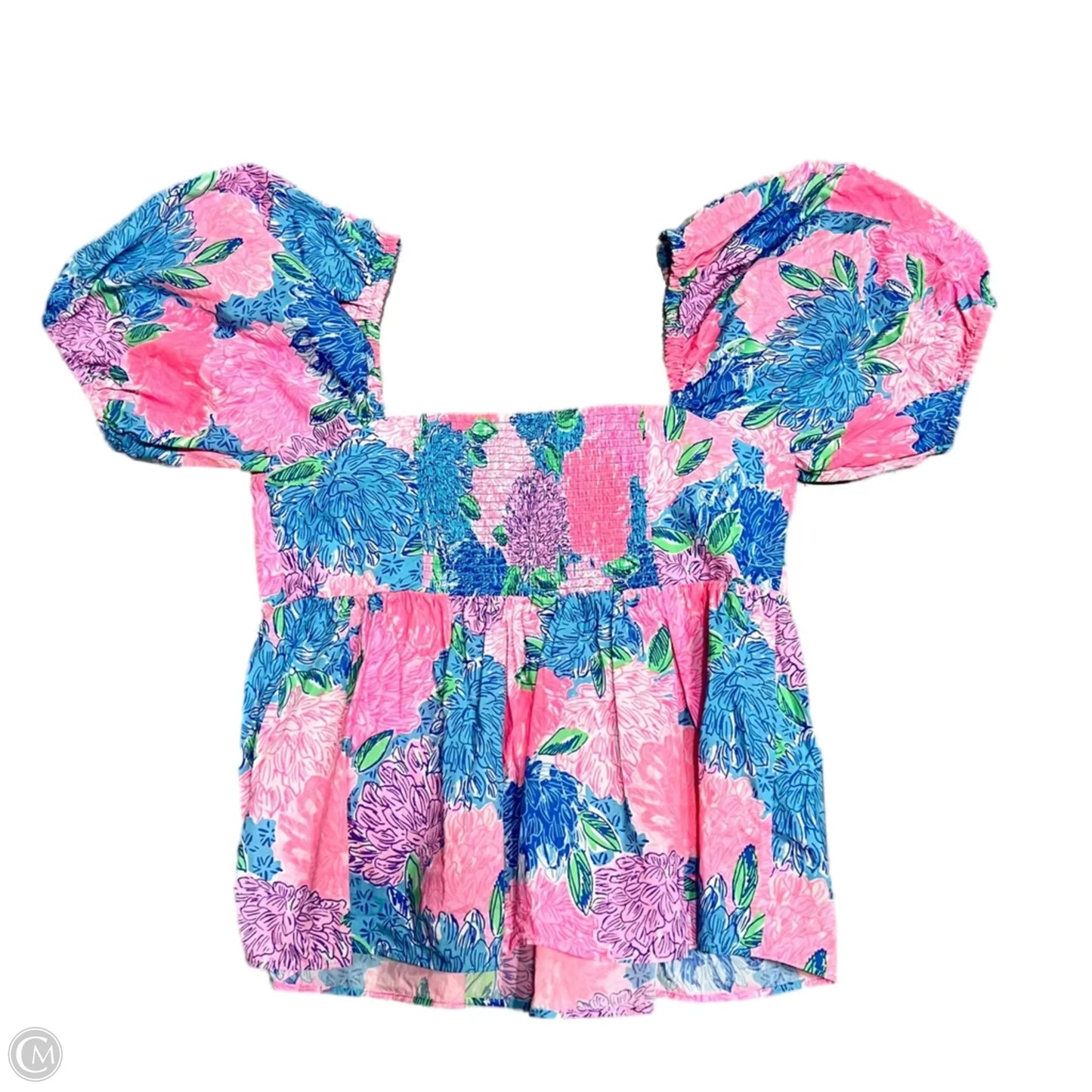 Top Short Sleeve By Lilly Pulitzer In Blue & Pink, Size: M