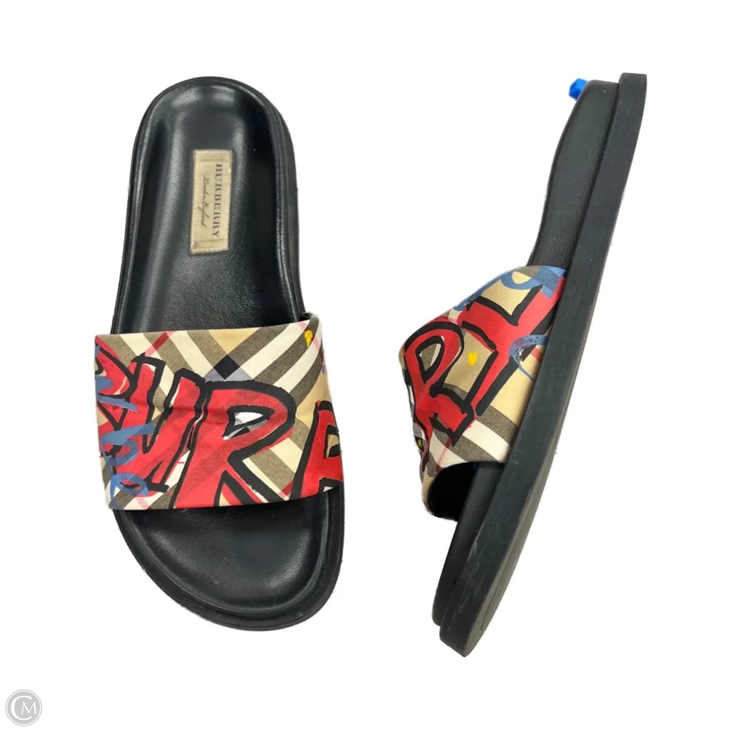 Sandals Luxury Designer By Burberry In Black & Red, Size: 6.5