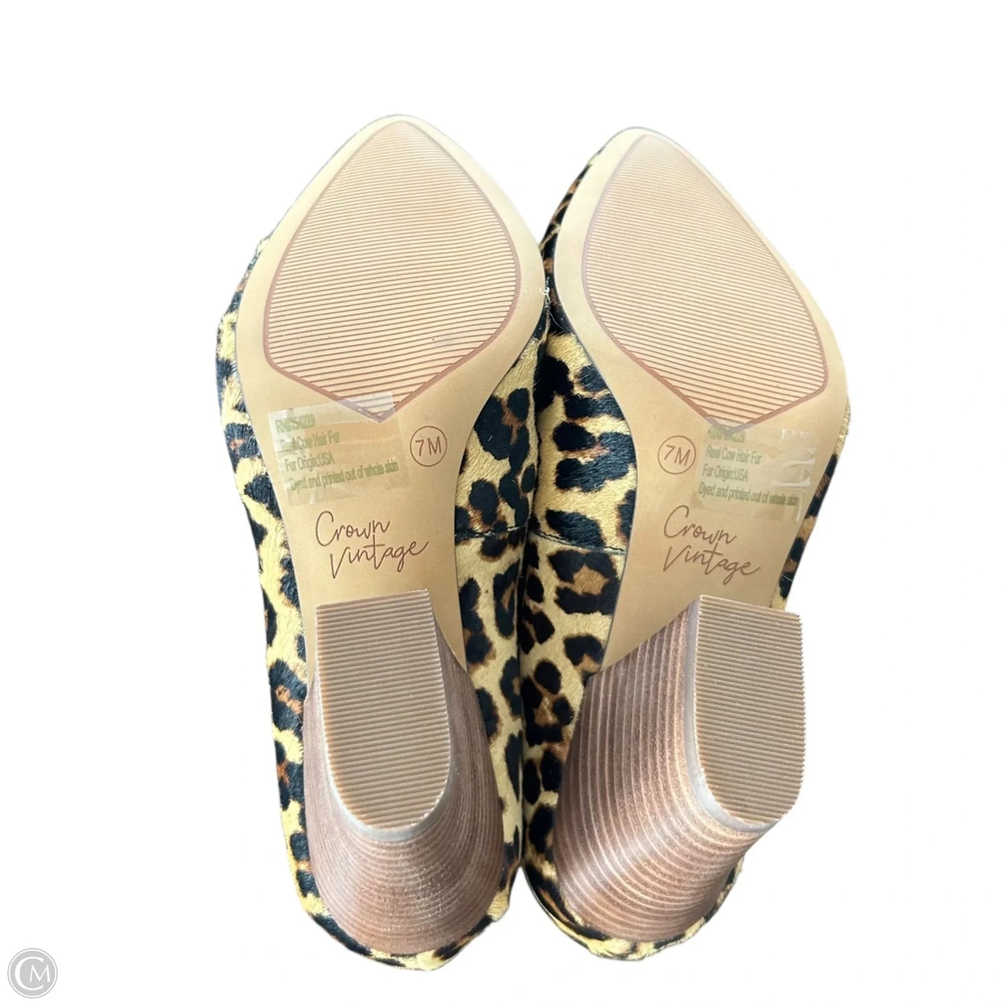 Shoes Heels Block By Crown Vintage In Leopard Print, Size: 7