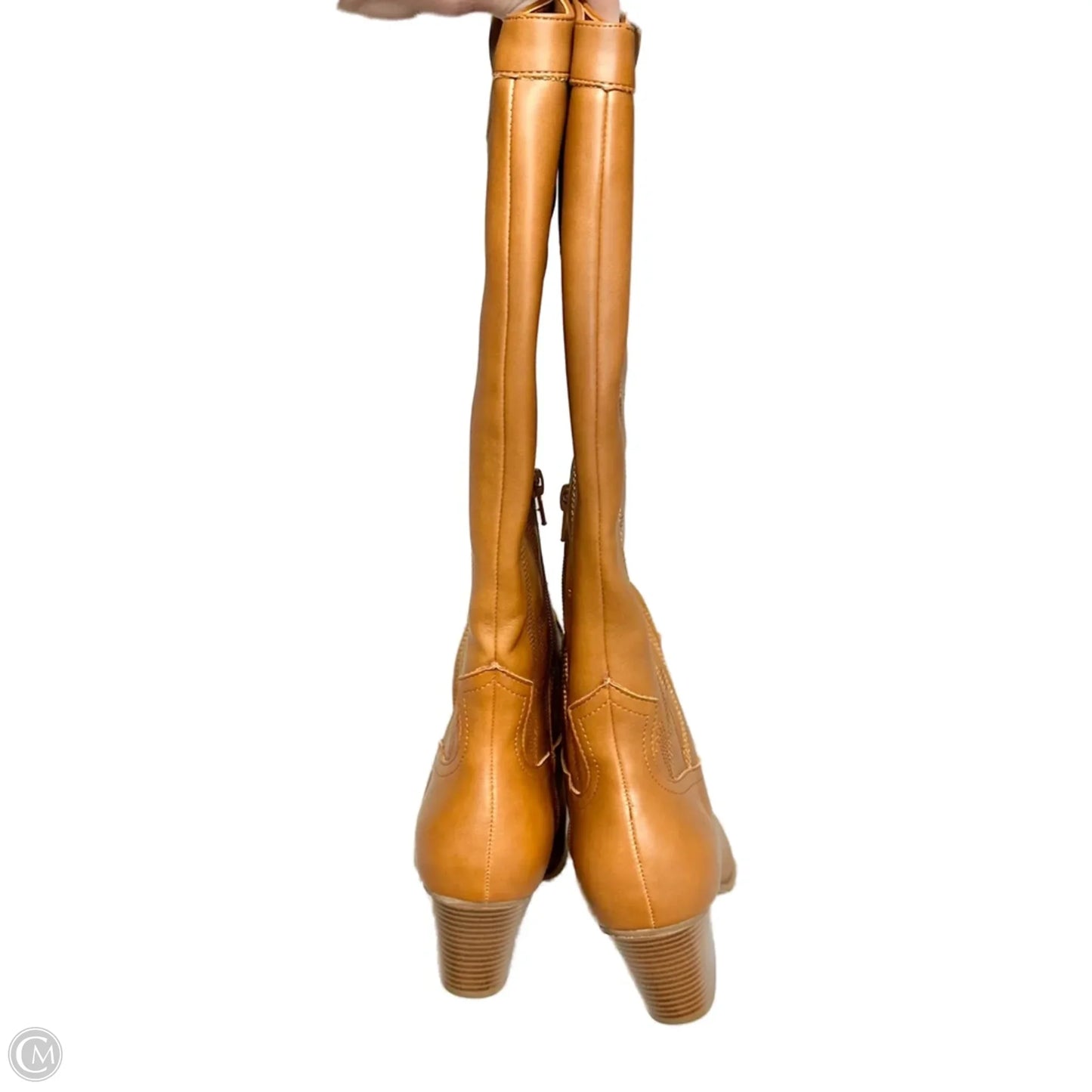 Boots Knee Heels By Mix No 6 In Brown, Size: 7.5