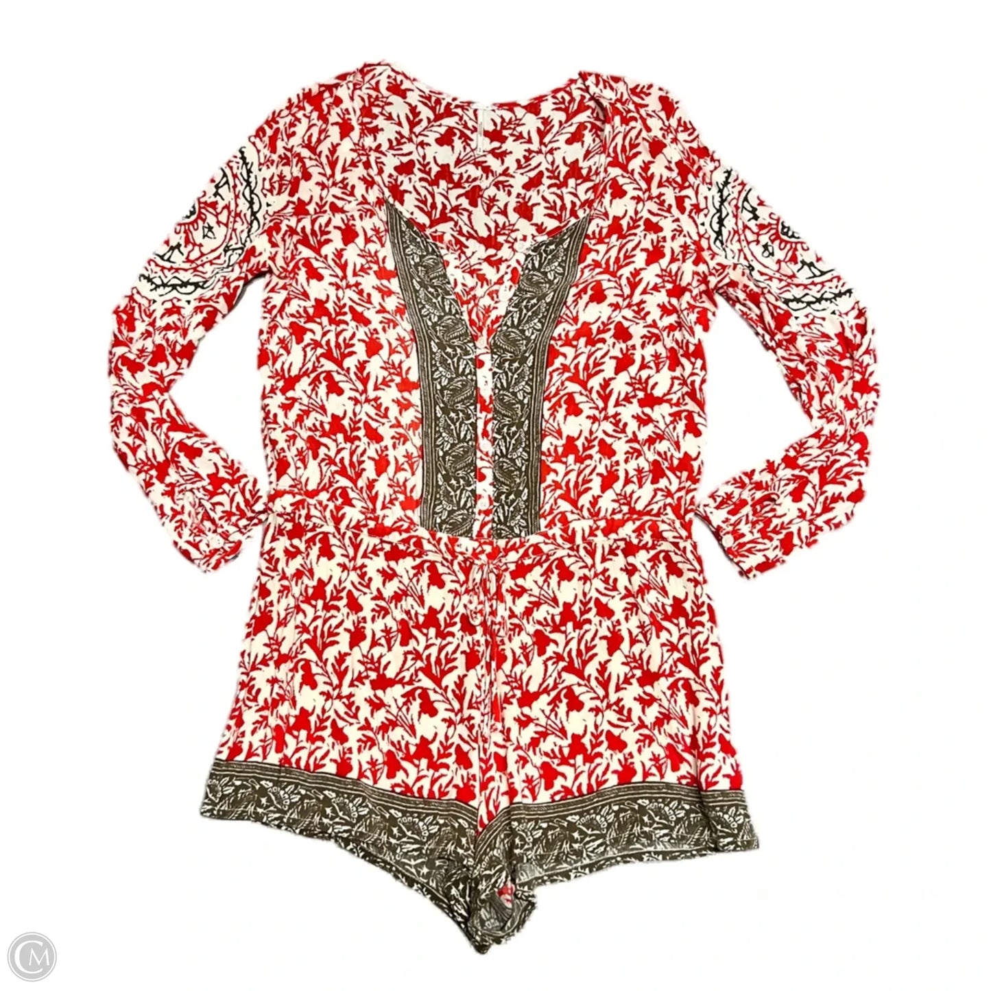 Romper By Free People In Green & Red, Size: S