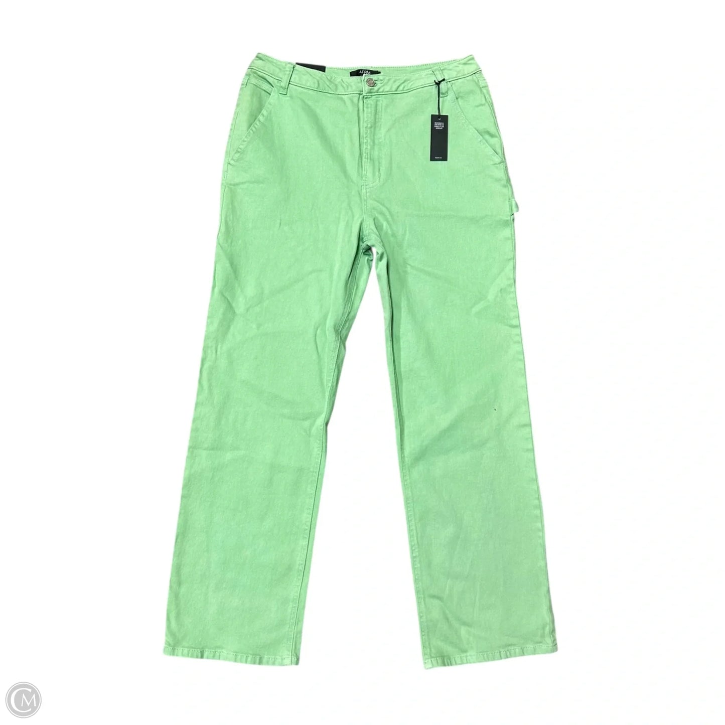 Jeans Straight By Afrm In Green Denim, Size: 10