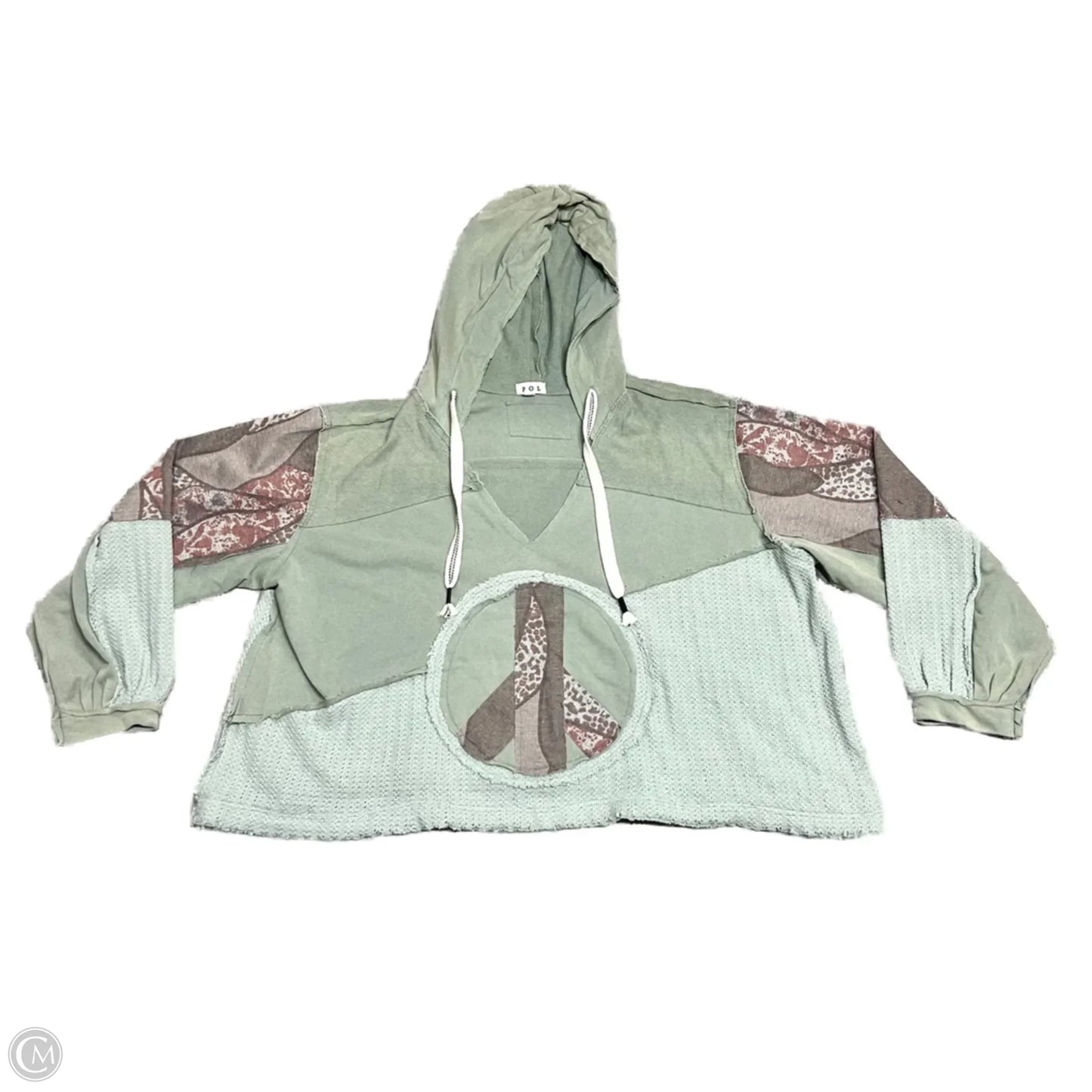 Sweatshirt Hoodie By Pol In Green, Size: M