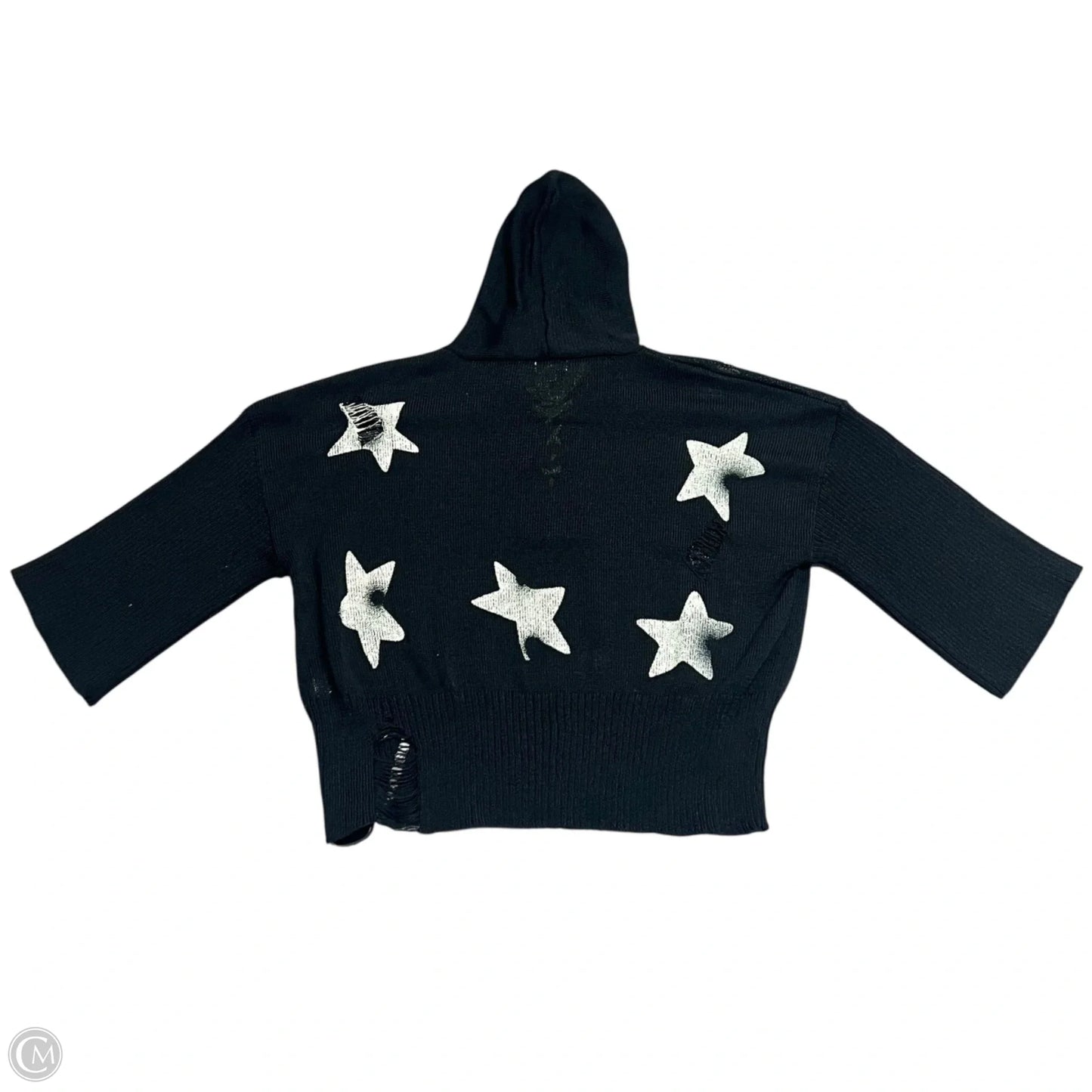 Sweatshirt Hoodie By Pol In Black & Cream, Size: L