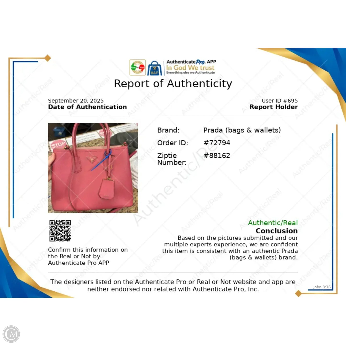 Handbag Luxury Designer By Prada, Size: Large